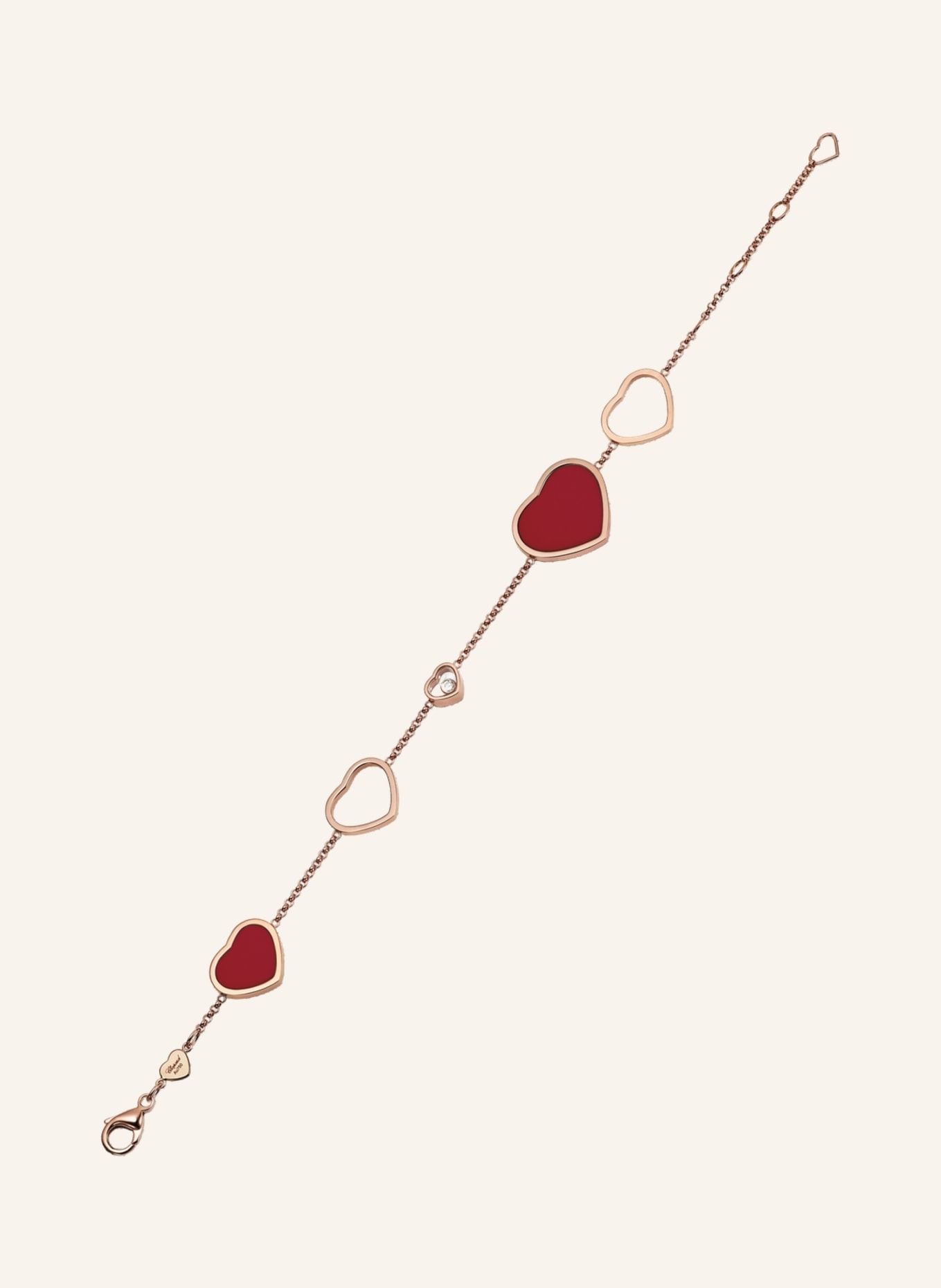 Chopard Armband HAPPY HEARTS Armband aus 18 Karat Roségold, Diamanten und roter Stein, Farbe: ROSÉGOLD (Bild 2)