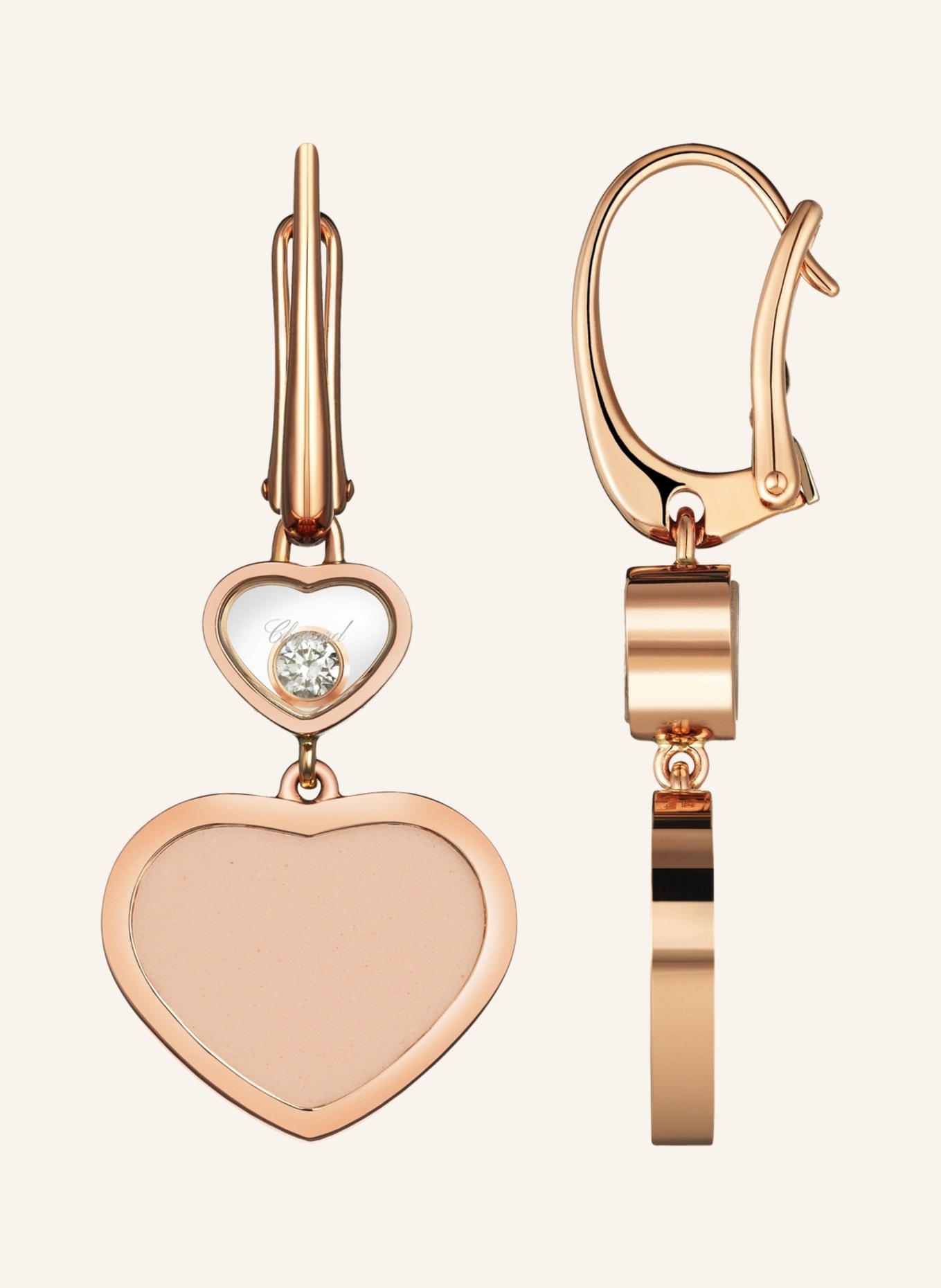 Chopard Ohrring HAPPY HEARTS Ohrringe aus 18 Karat Roségold, Diamanten und rosa Stein, Farbe: ROSÉGOLD (Bild 3)