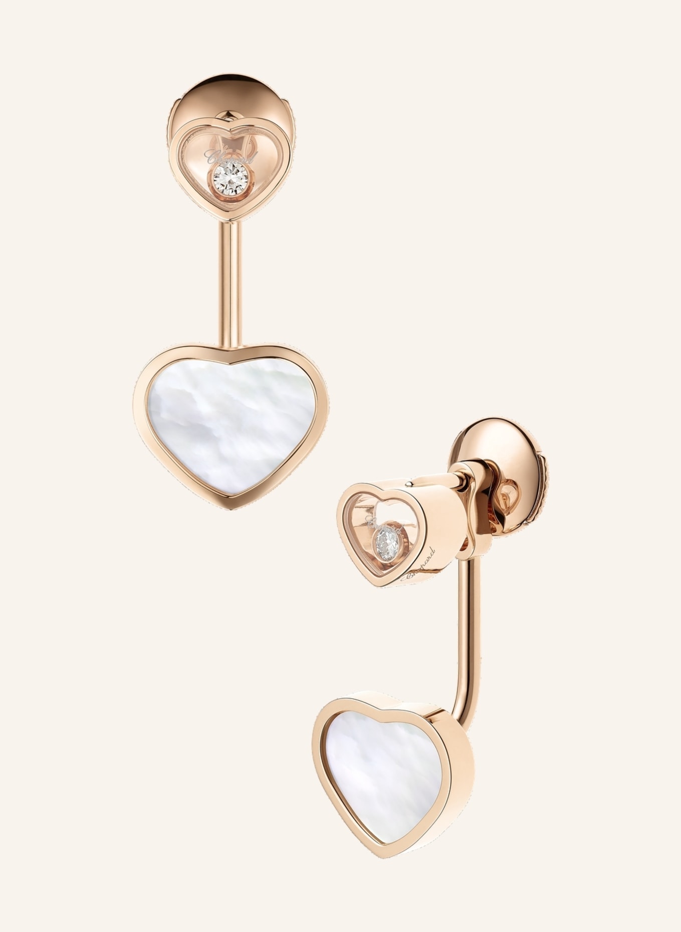 Chopard Ohrring HAPPY HEARTS Ohrringe aus 18 Karat Roségold, Diamanten und Perlmutt, Farbe: ROSÉGOLD (Bild 2)
