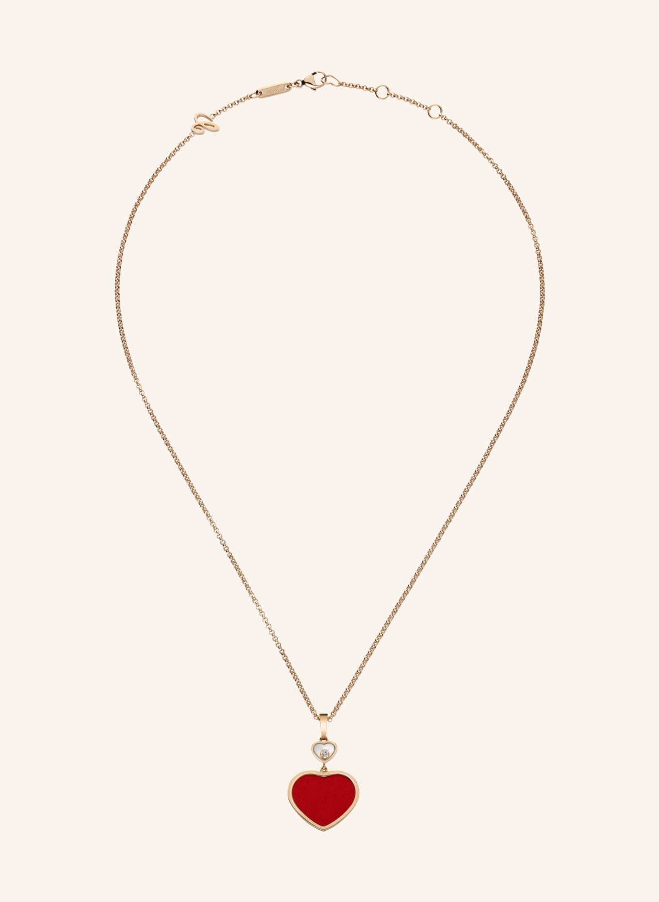 Chopard Anhänger HAPPY HEARTS Anhänger aus 18 Karat Roségold, Diamanten und roter Stein, Farbe: ROSÉGOLD (Bild 3)