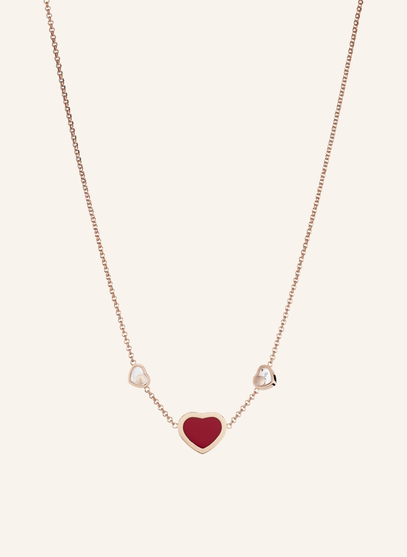 Chopard Halskette HAPPY HEARTS Halskette aus 18 Karat Roségold, Diamanten und roter Stein, Farbe: ROSÉGOLD (Bild 4)