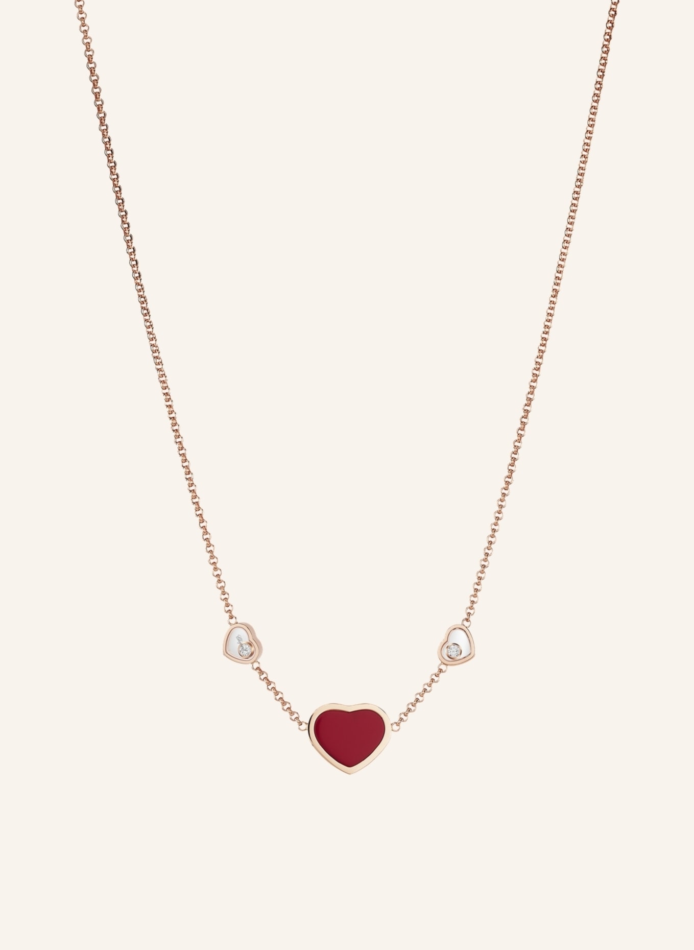 Chopard Halskette HAPPY HEARTS Halskette aus 18 Karat Roségold, Diamanten und roter Stein, Farbe: ROSÉGOLD (Bild 1)