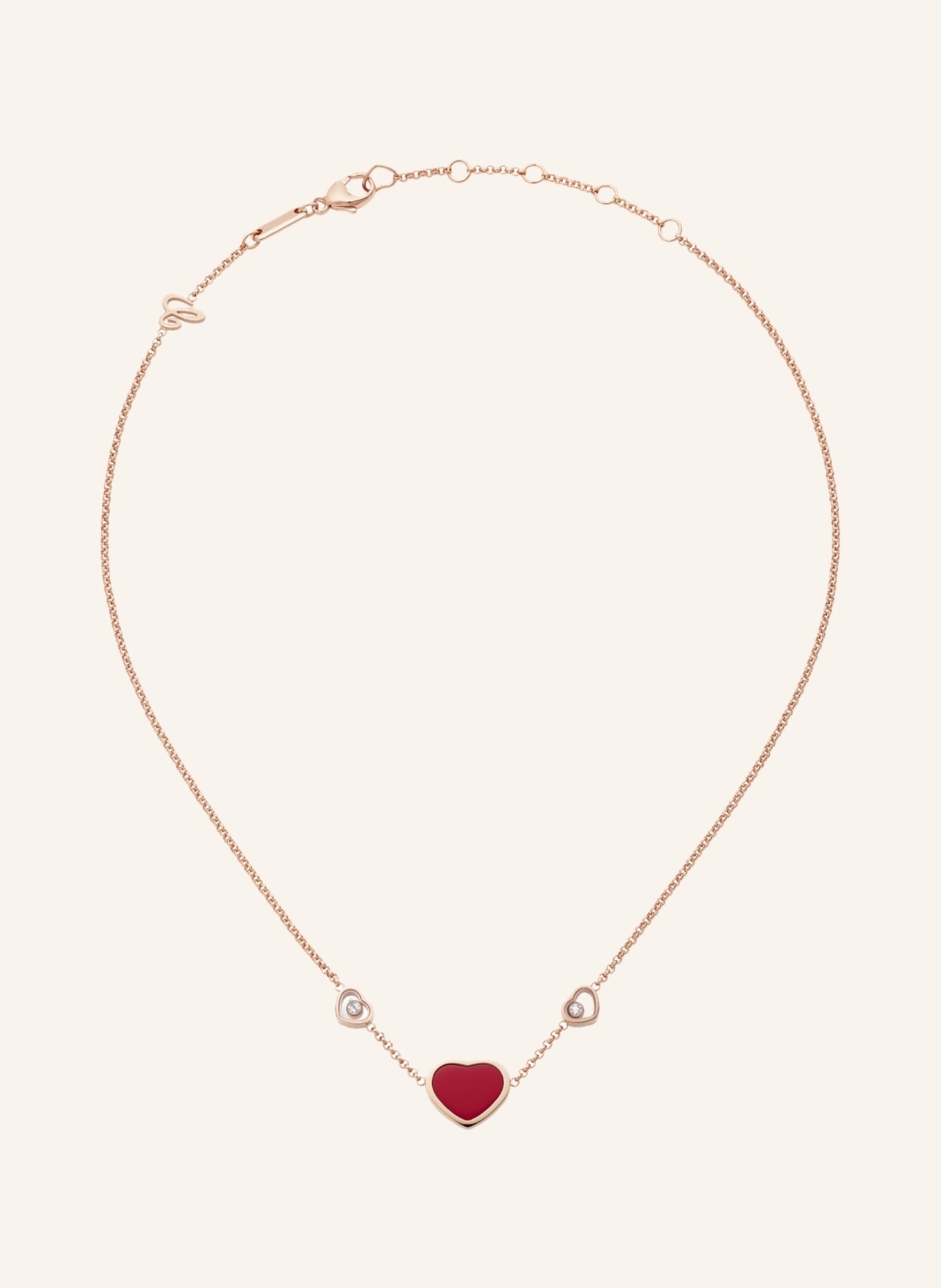 Chopard Halskette HAPPY HEARTS Halskette aus 18 Karat Roségold, Diamanten und roter Stein, Farbe: ROSÉGOLD (Bild 3)