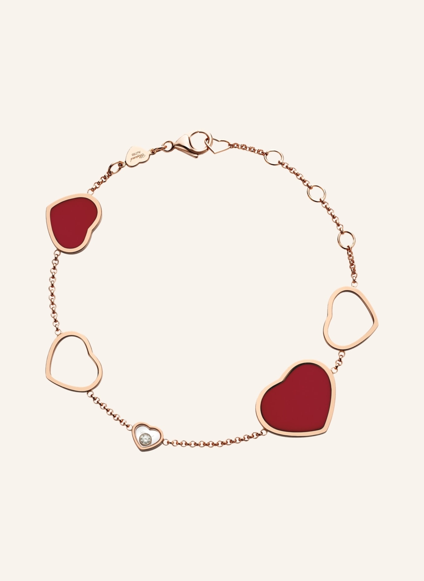 Chopard Armband HAPPY HEARTS Armband aus 18 Karat Roségold, Diamanten und roter Stein, Farbe: ROSÉGOLD (Bild 1)