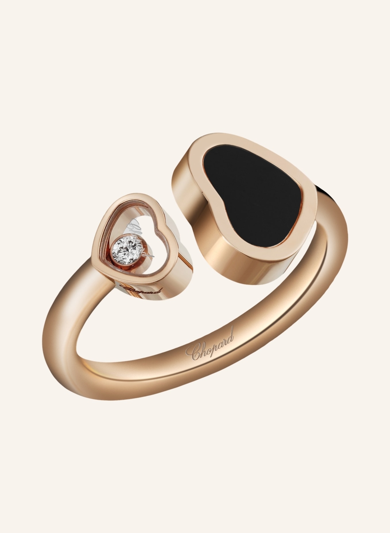 Chopard Ring HAPPY HEARTS Ring aus 18 Karat Roségold, Diamanten und Onyx, Farbe: ROSÉGOLD (Bild 2)