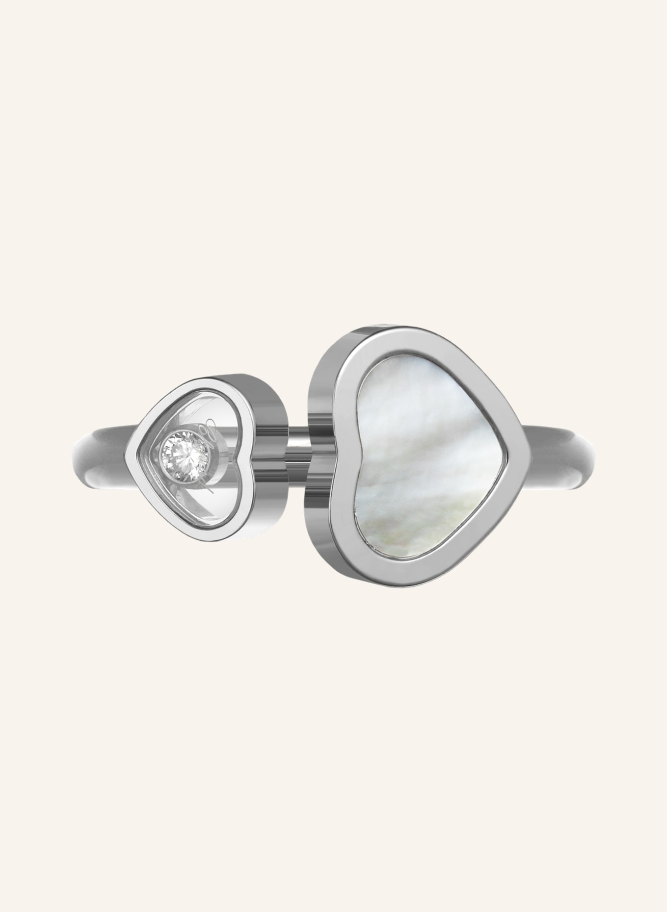Chopard Ring HAPPY HEARTS Ring aus 18 Karat Weißgold, Diamanten und Perlmutt, Farbe: WEISSGOLD (Bild 1)