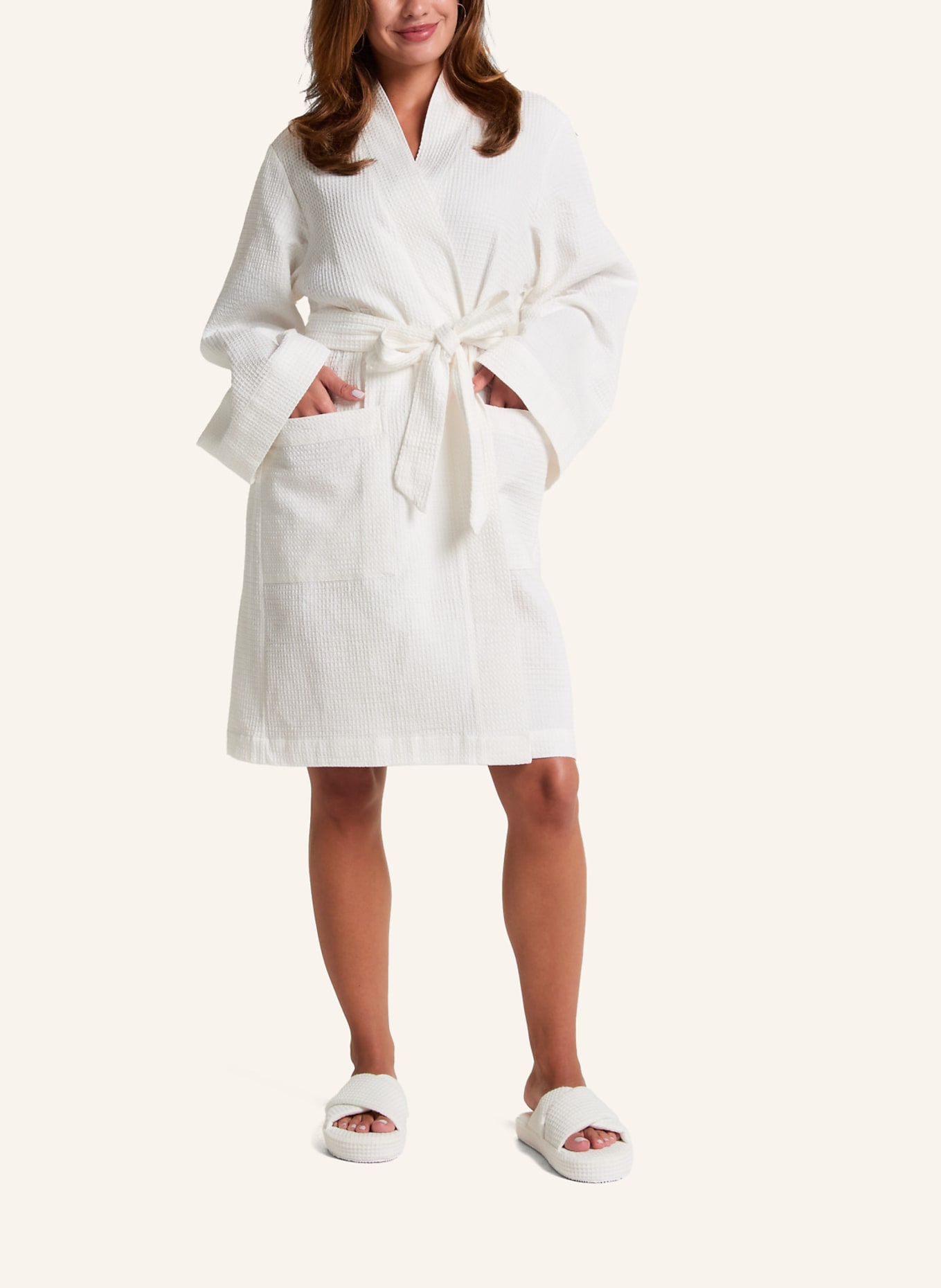 hunkemöller Bademantel WAFFLE: WEISS