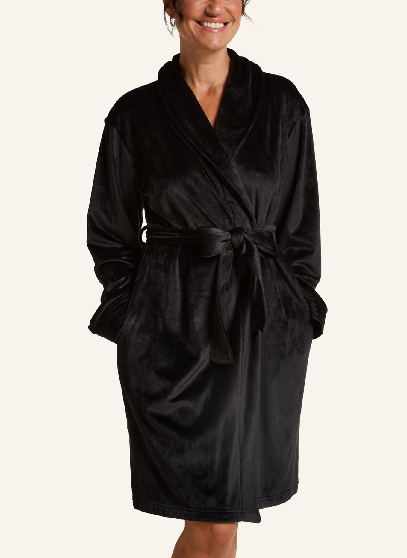 hunkemöller Bademantel VELOUR: SCHWARZ