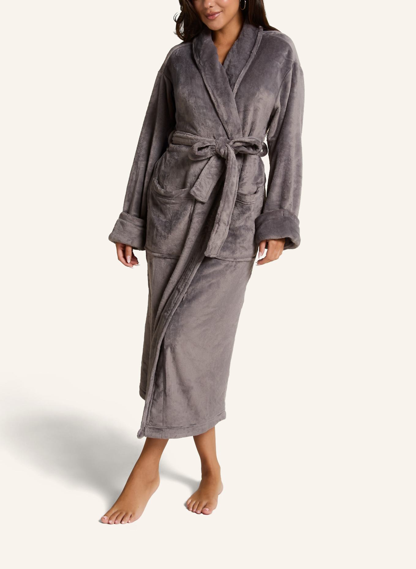 hunkemöller Bademantel SOFT FLEECE: GRAU