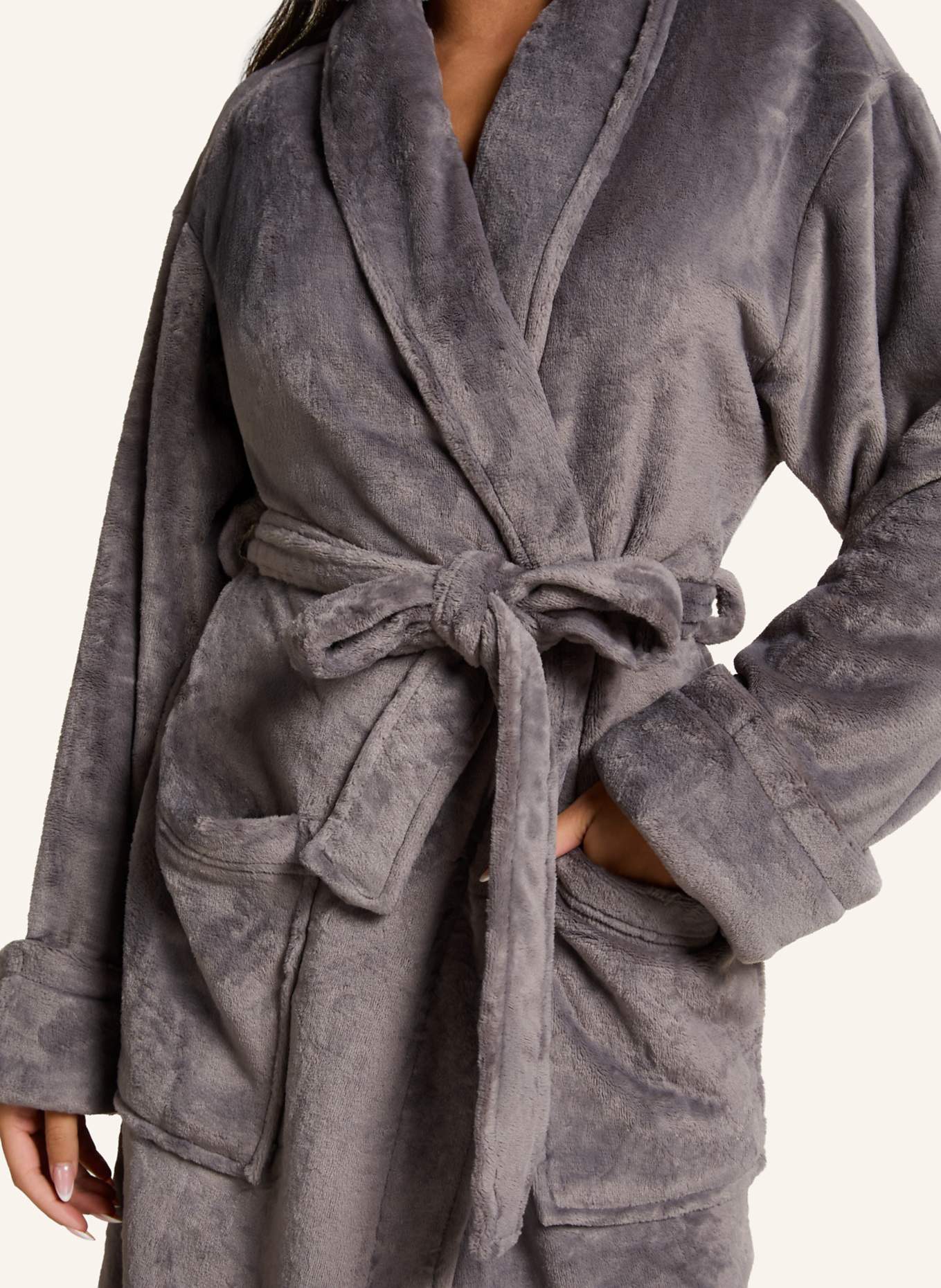 hunkemöller Bademantel SOFT FLEECE: GRAU