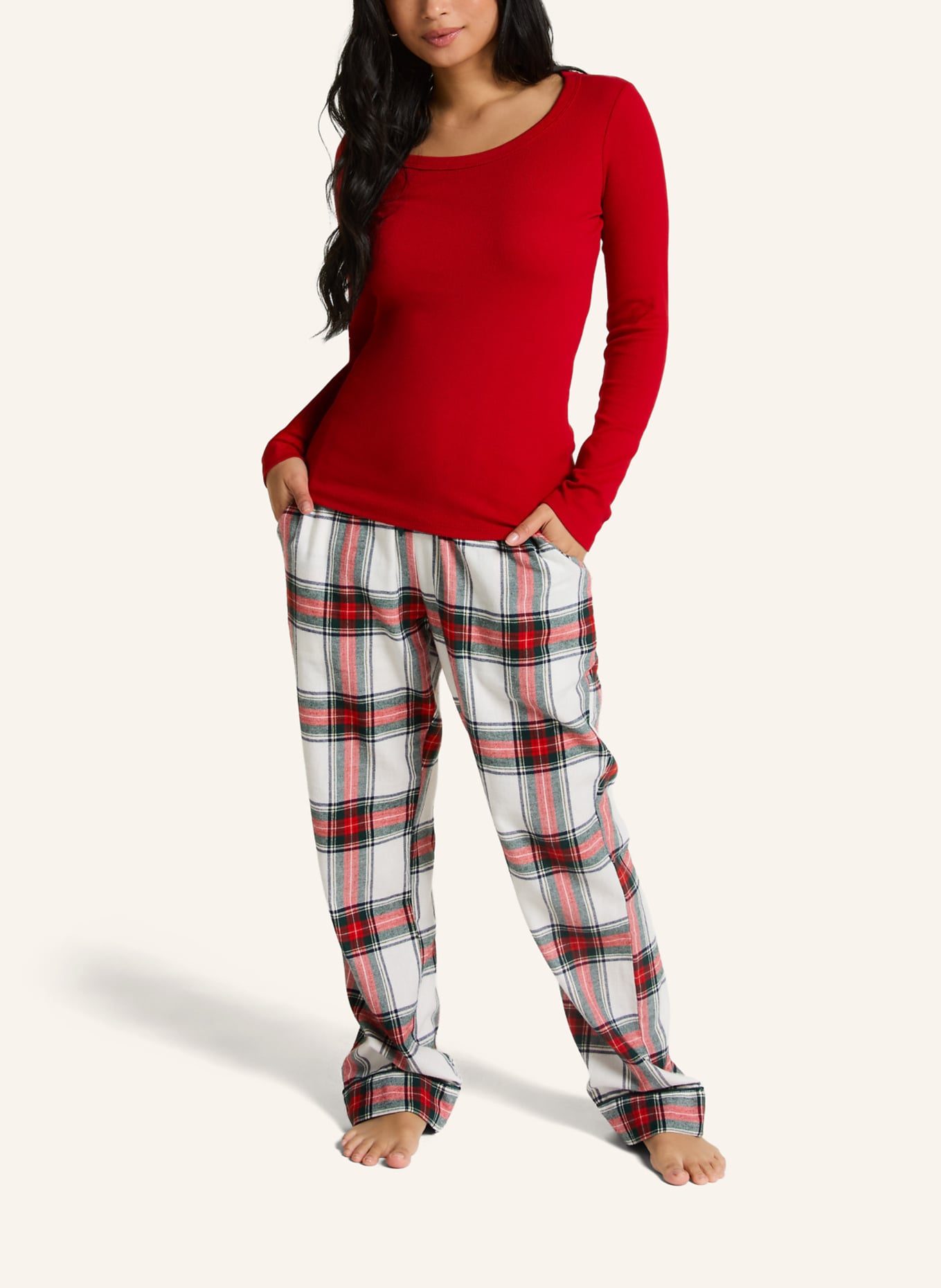 hunkemöller schlafshirt CREW RIB COTTON: ROT