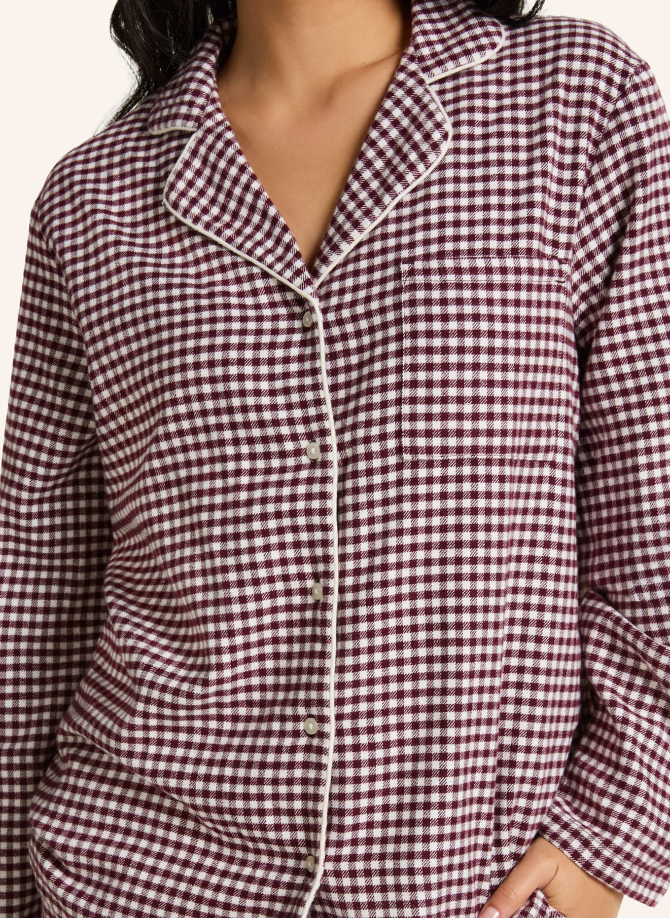 hunkemöller Pyjama-Jacke FLANNEL CHECK ESSENTIAL: LILA