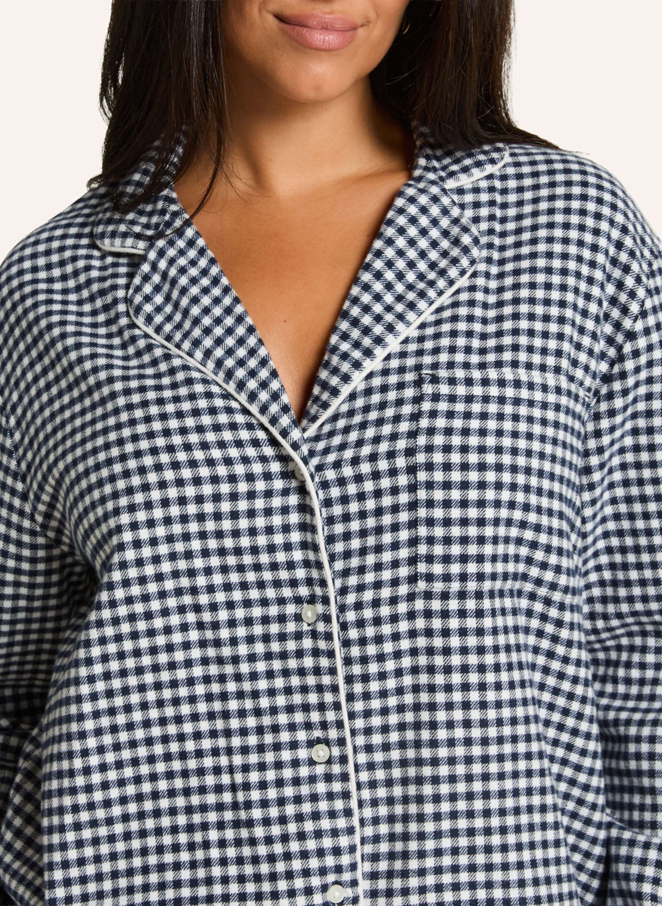 hunkemöller Pyjama-Jacke FLANNEL: BLAU