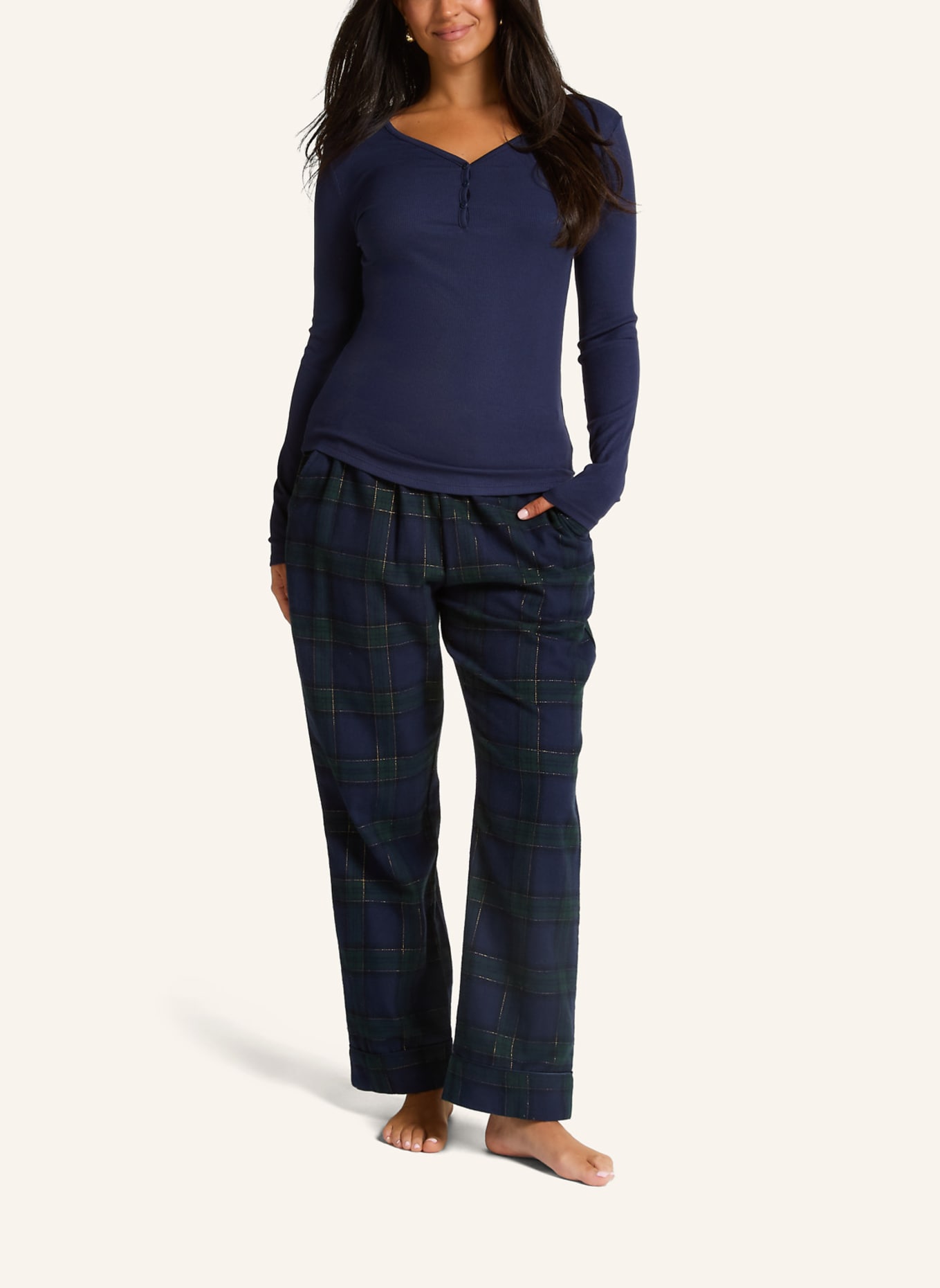 hunkemöller Schlafshirt HENLEY: BLAU