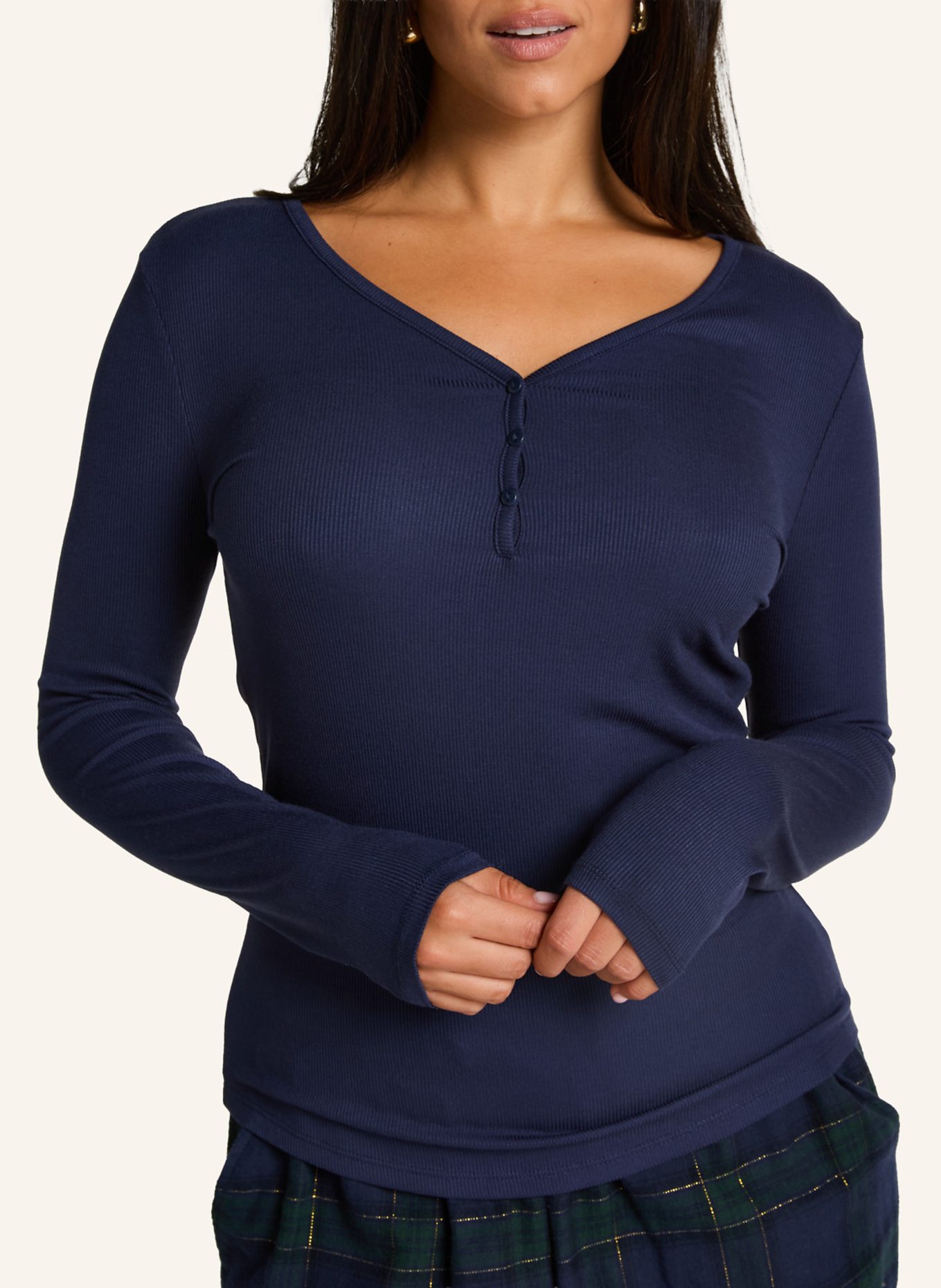 hunkemöller Schlafshirt HENLEY: BLAU