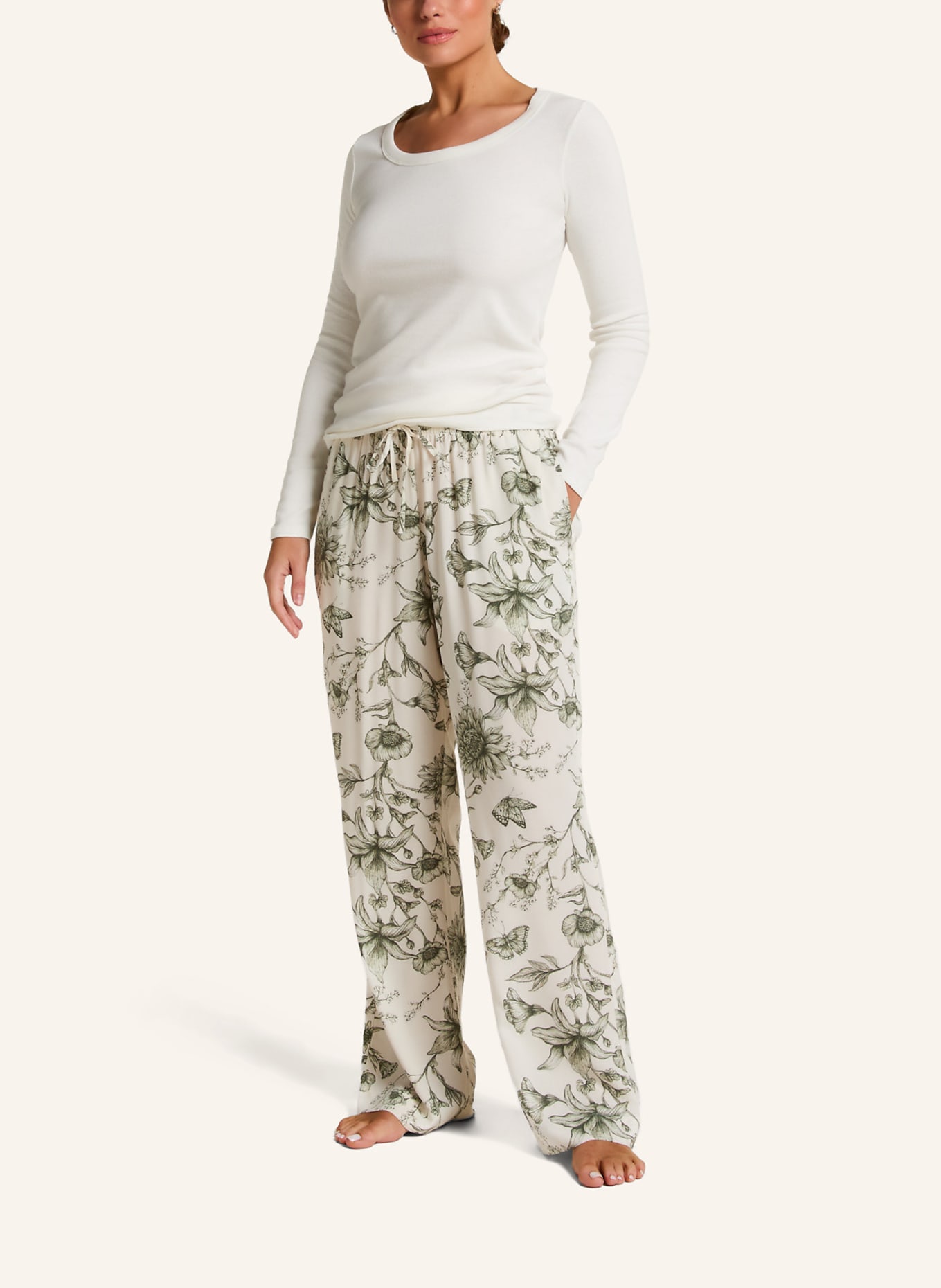 hunkemöller Schlafshirt CREW RIB COTTON: WEISS