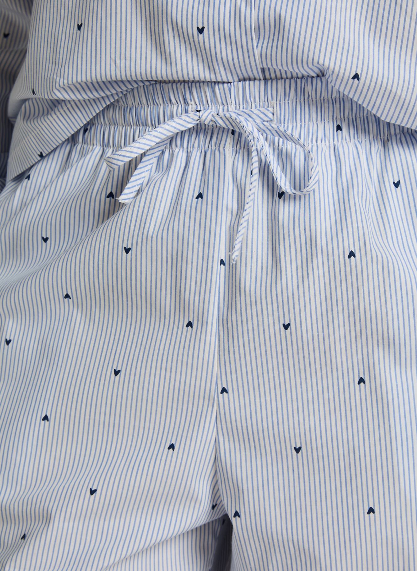 hunkemöller Langarm Schlafshirt COTTON STRIPE HEART: BLAU