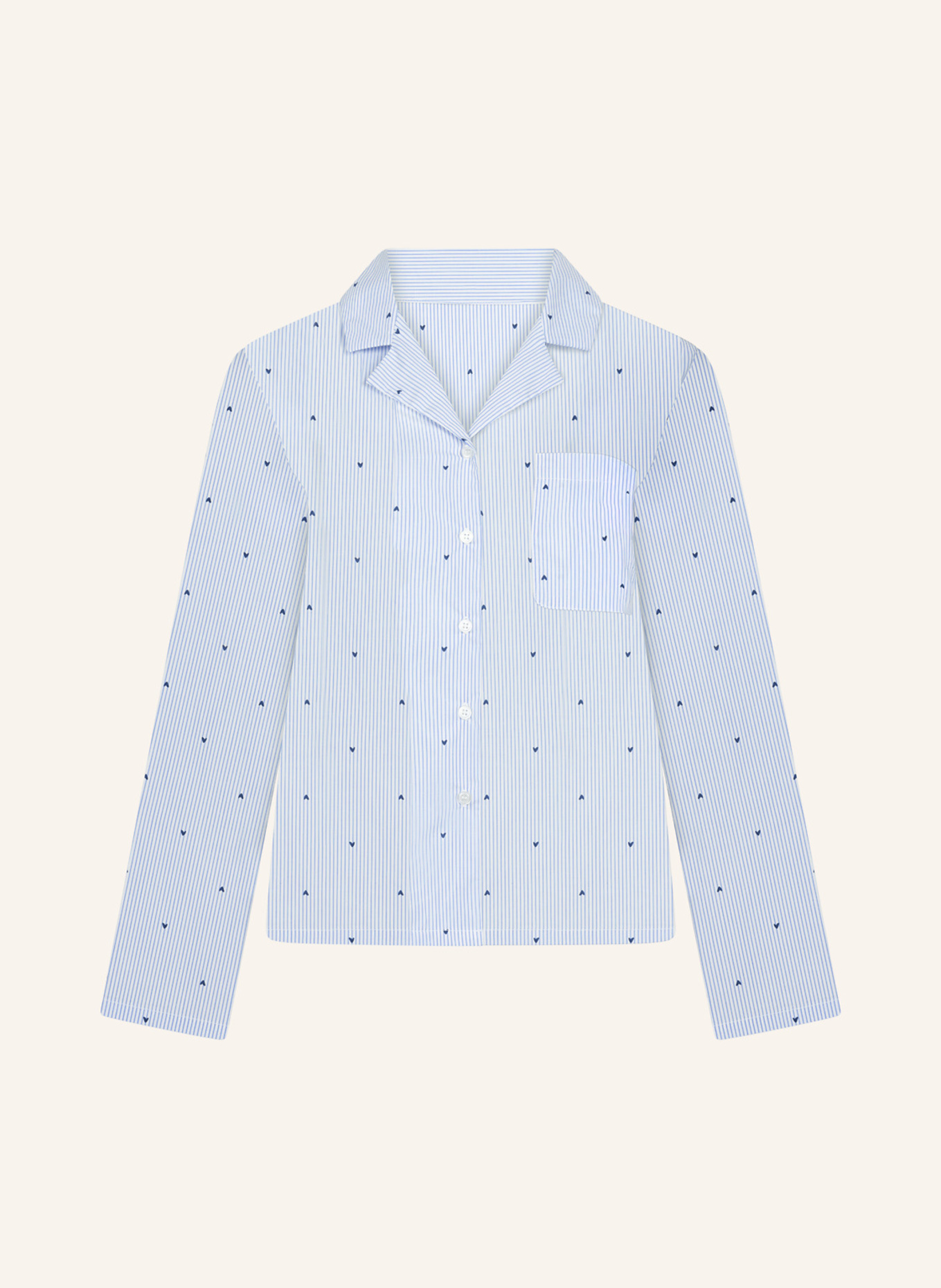 hunkemöller Langarm Schlafshirt COTTON STRIPE HEART: BLAU
