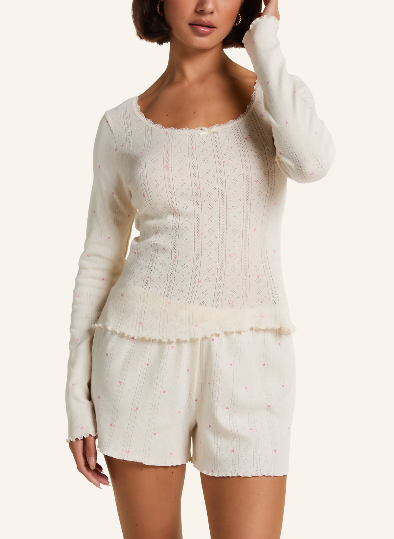 hunkemöller Schlafshirt POINTELLE: WEISS