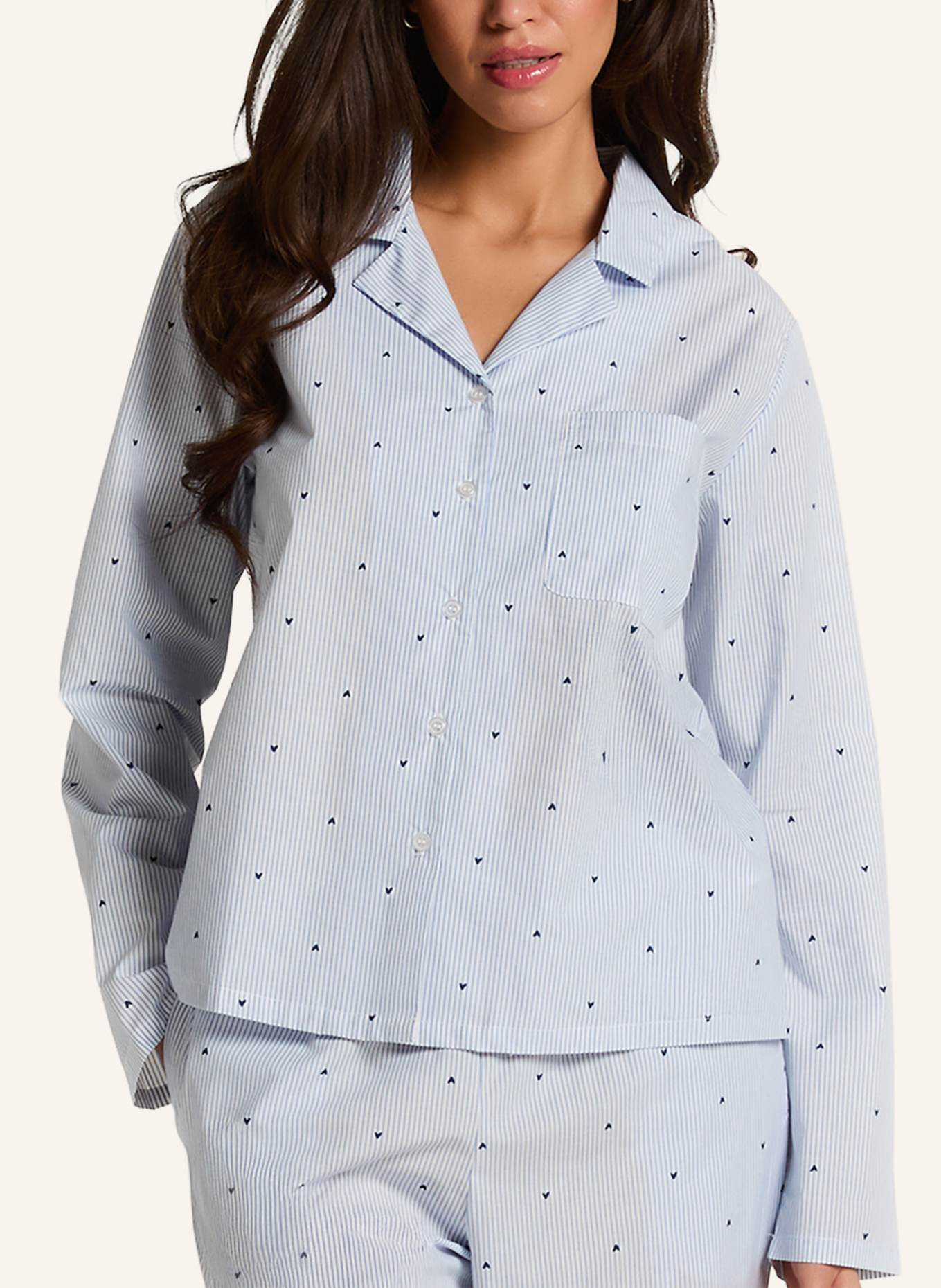 hunkemöller Schlafhose COTTON STRIPE HEART: BLAU