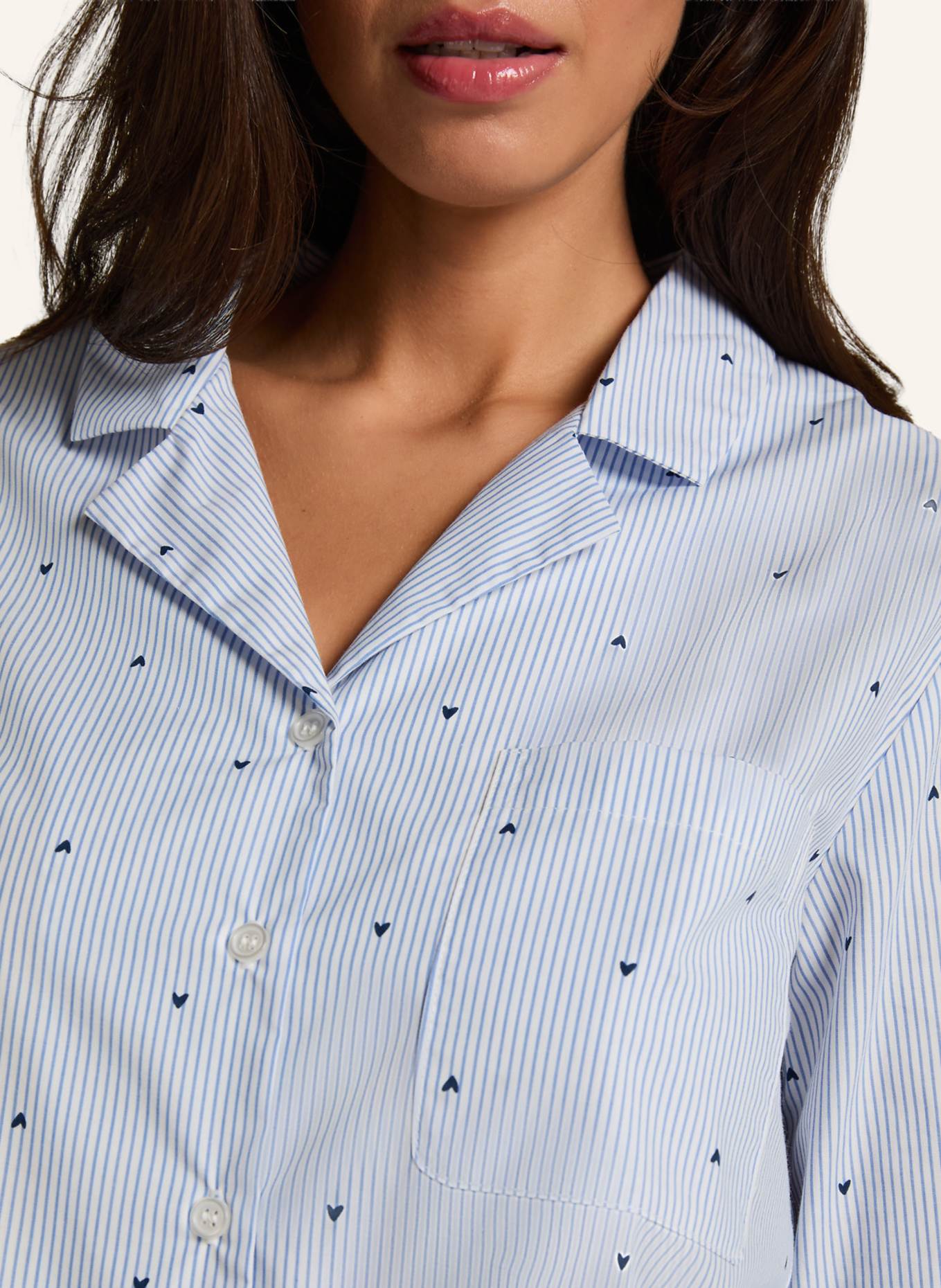 hunkemöller Schlafhose COTTON STRIPE HEART: BLAU