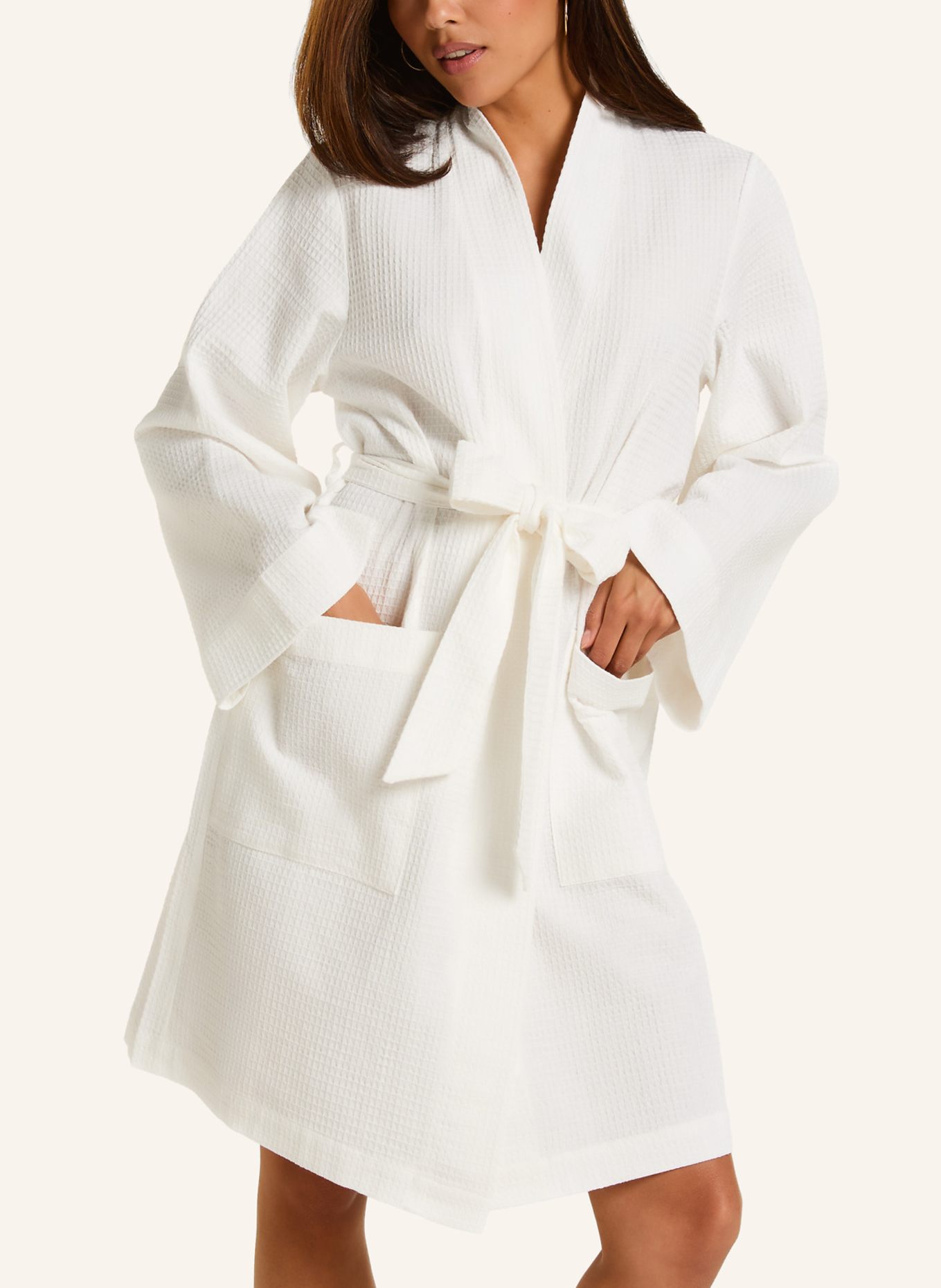 hunkemöller Bademantel WAFFLE: WEISS
