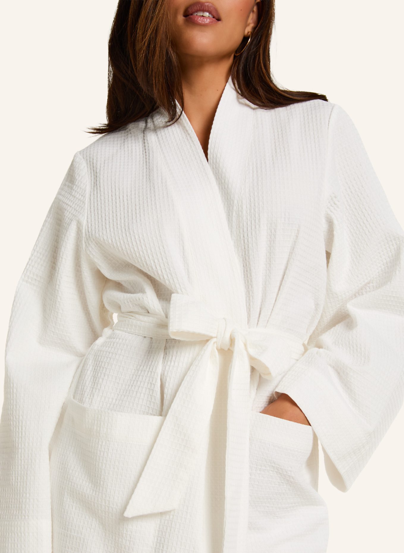 hunkemöller Bademantel WAFFLE: WEISS