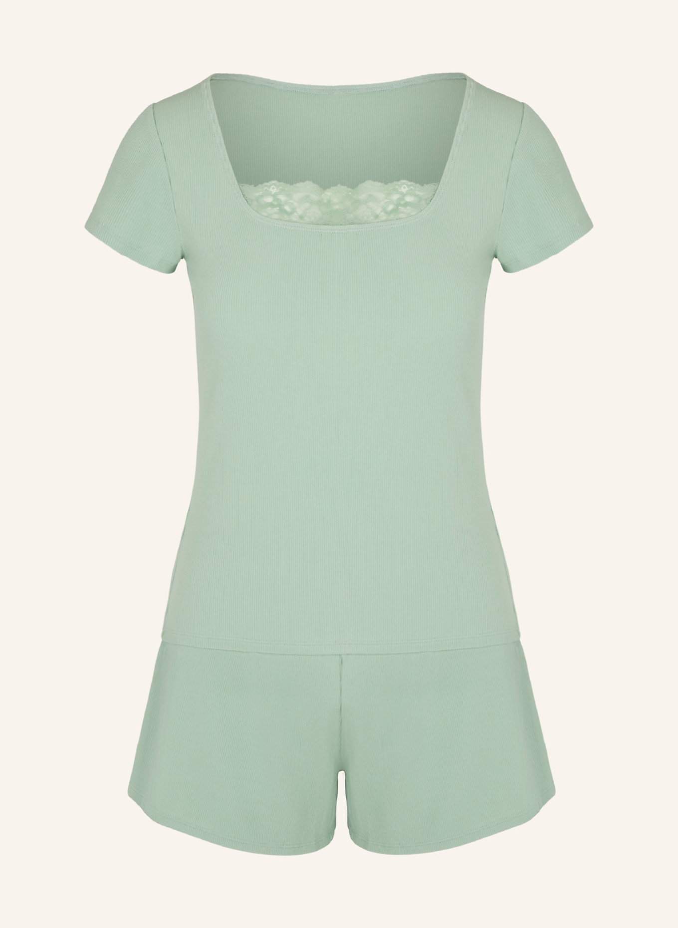 hunkemöller Schlafanzug RIB LACE: GRÜN