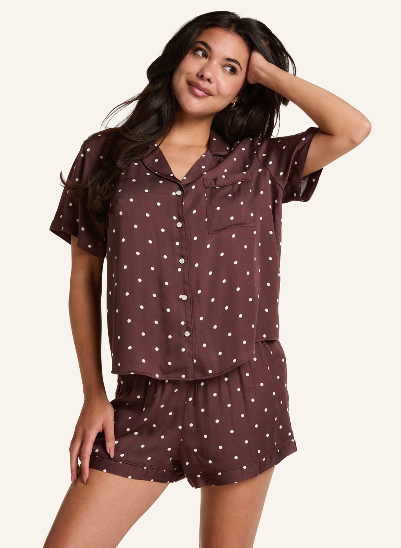 hunkemöller Schlafshirt SATIN: BRAUN