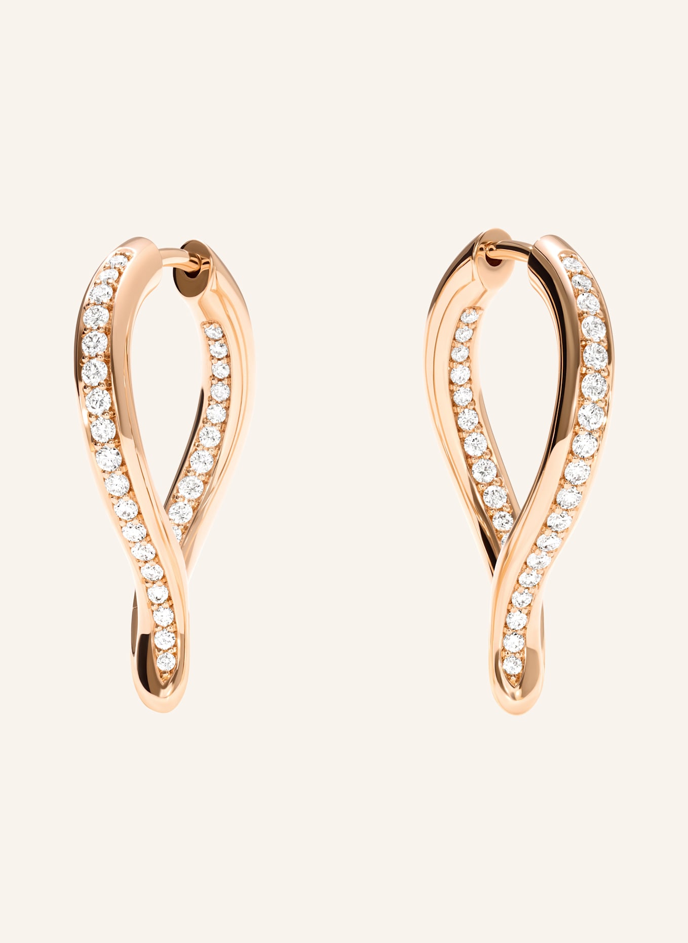 TAMARA COMOLLI Ohrringe OHRRINGE SIGNATURE HOOP TWISTED DROP WITH DIAMOND PAVÉ 18K Roségold, Farbe: ROSÉGOLD (Bild 1)