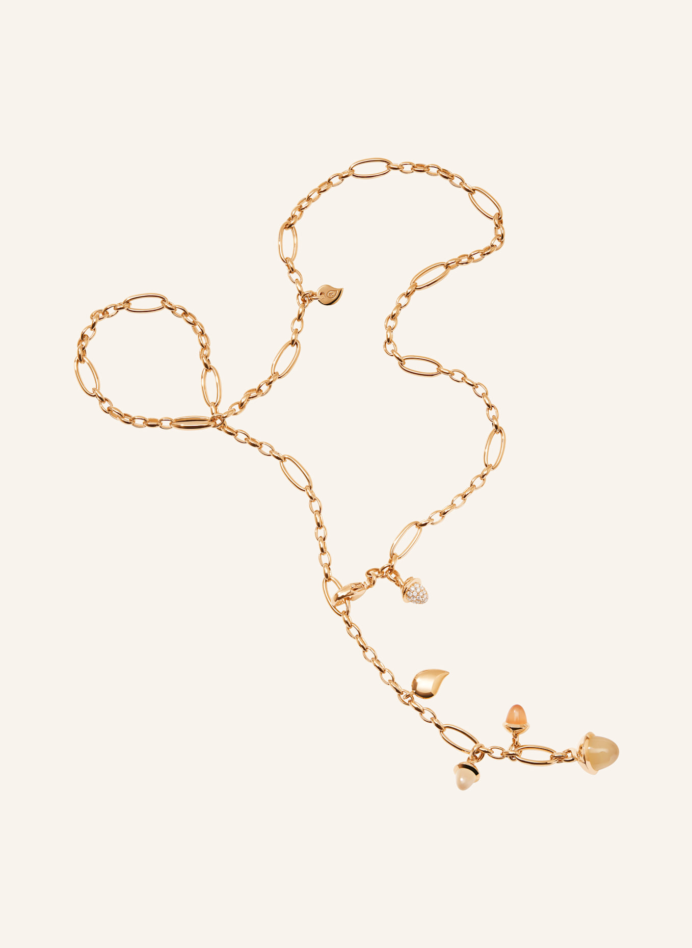 TAMARA COMOLLI Halskette NECKLACE MIKADO DELICATE 51 CM 'CAMEL' WITH DIAMOND PAVÉ Camel mit Diamant Pavé: ROSÉGOLD