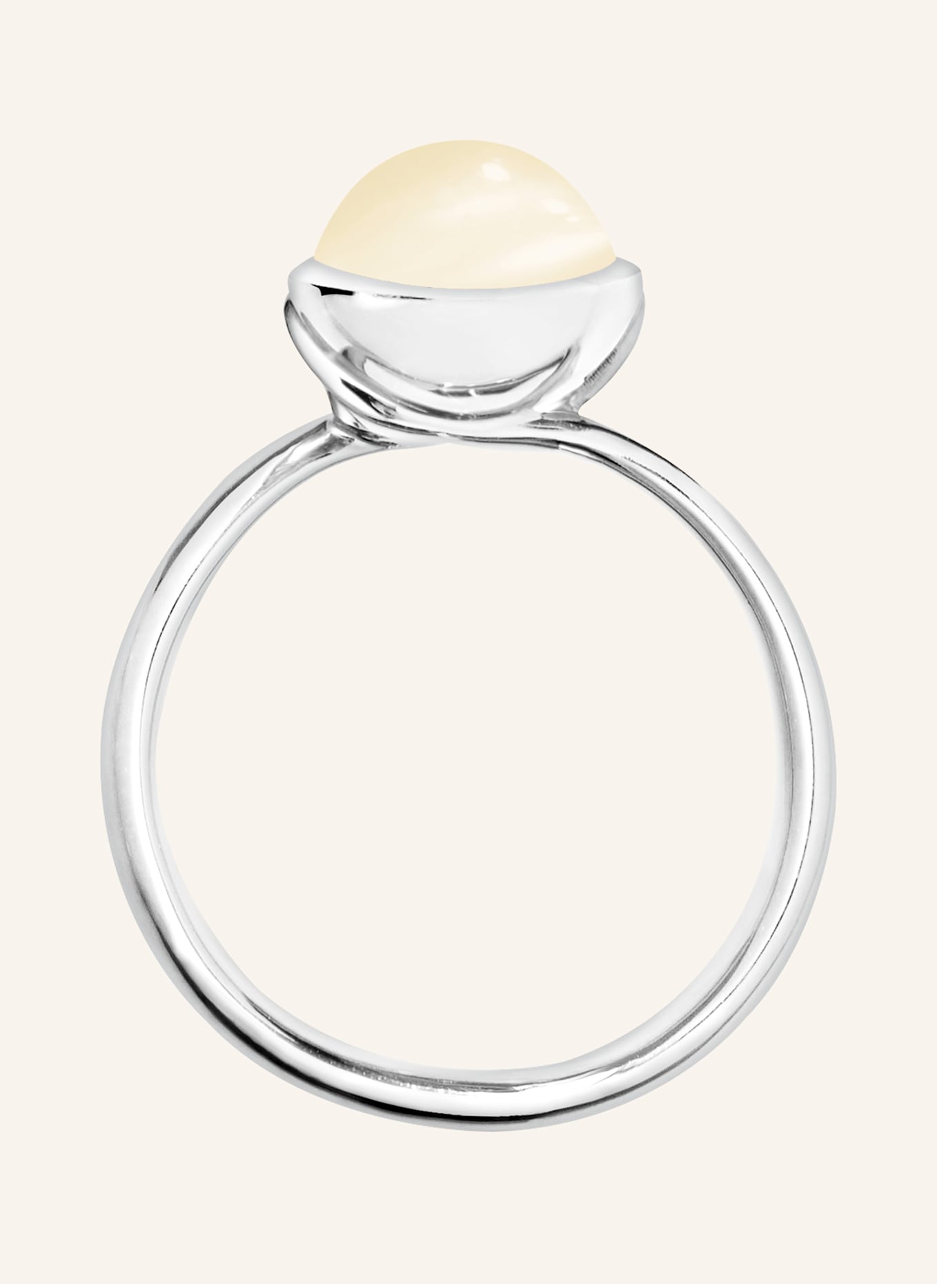 TAMARA COMOLLI Ring RING BOUTON SMALL MOONSTONE SAND/WHITE aus 18K Weißgold mit sand Mondstein: WEISSGOLD