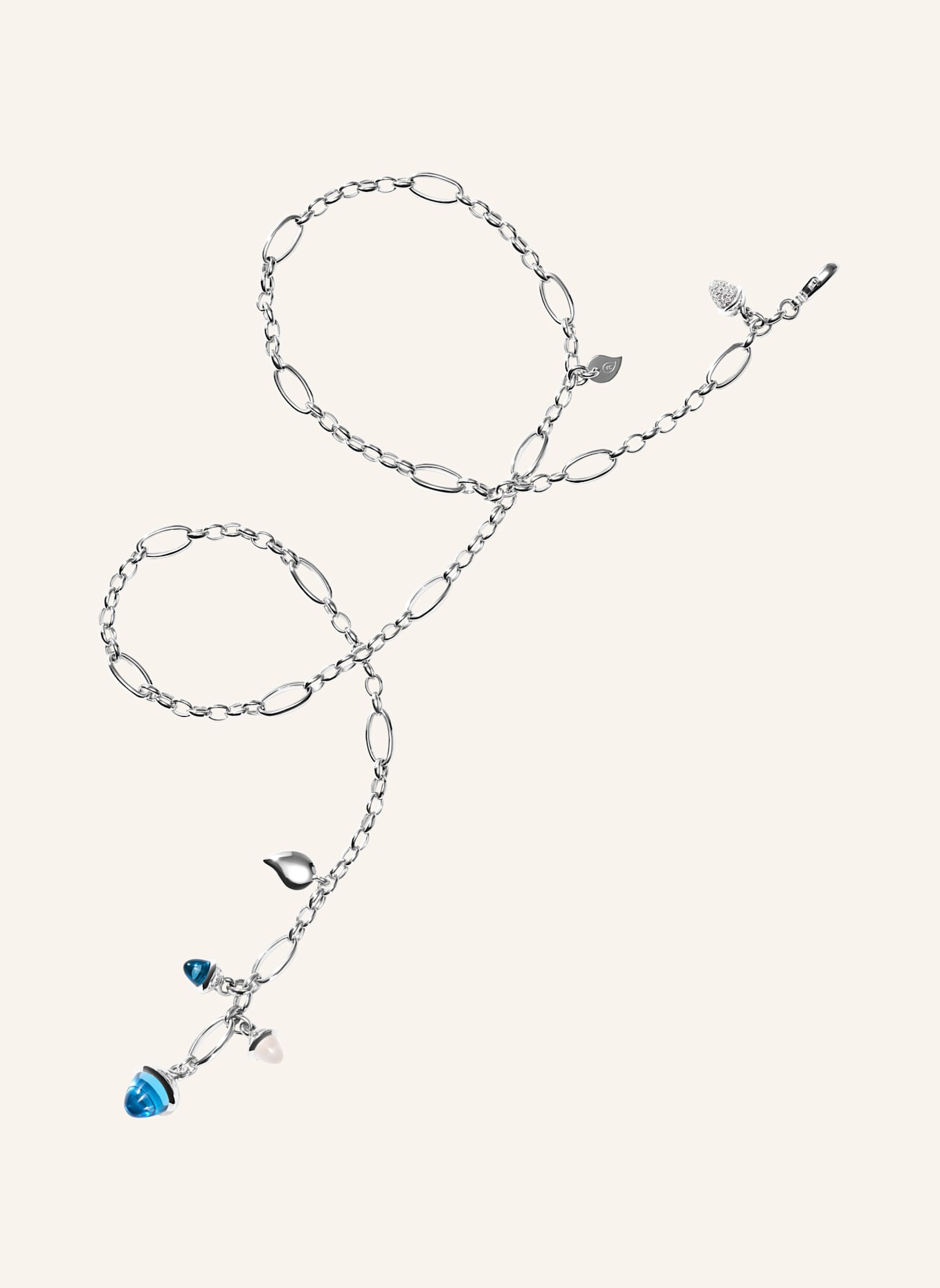 TAMARA COMOLLI Halskette NECKLACE MIKADO DELICATE 51 CM 'OCEAN' WITH DIAMOND PAVÉ 18K Weißgold: WEISSGOLD