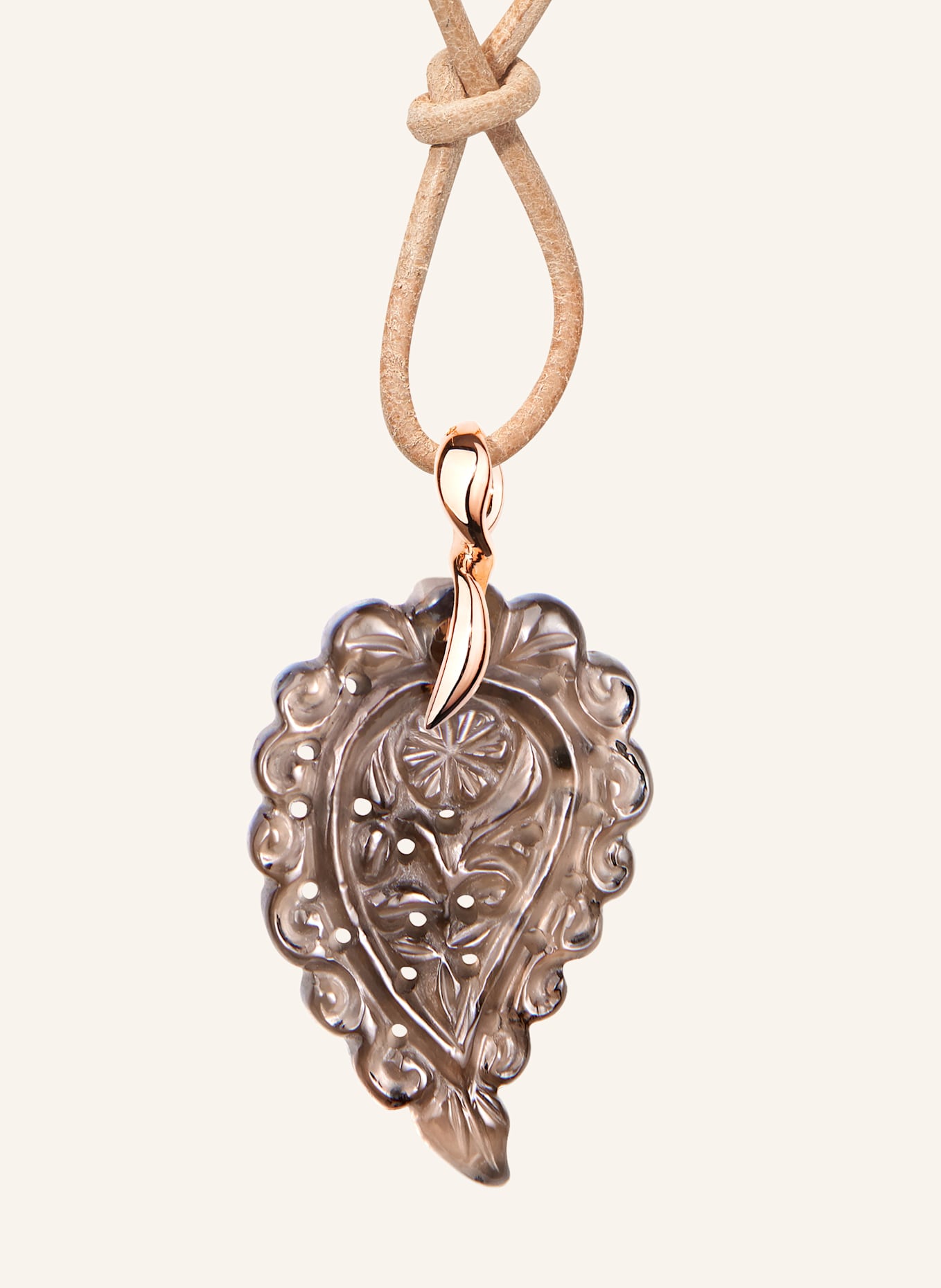 TAMARA COMOLLI Anhänger PENDANT INDIA SMALL SMOKY QUARTZ aus 18 Karat Roségold und Rauchquarz: ROSÉGOLD