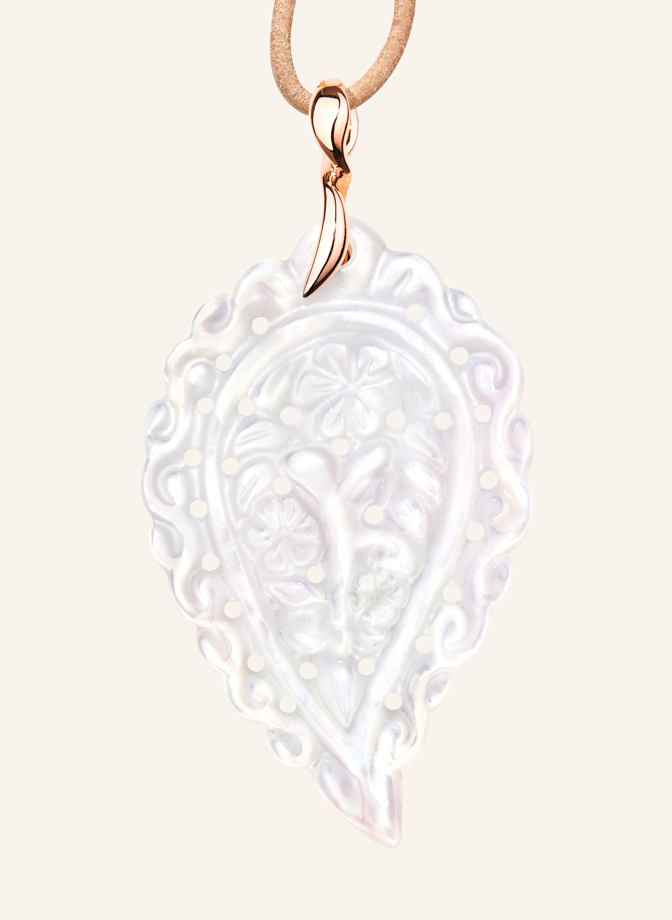 TAMARA COMOLLI Anhänger PENDANT INDIA LARGE MOTHER OF PEARL WHITE aus 18 Karat Roségold und Perlmutt: ROSÉGOLD