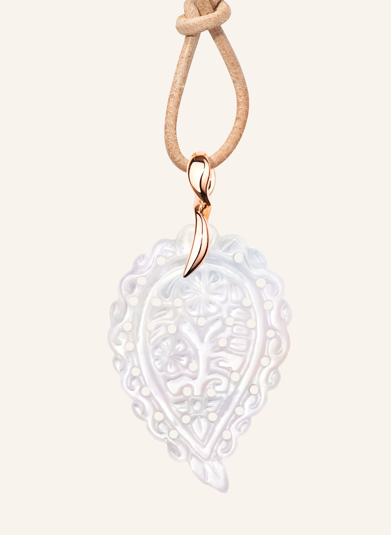TAMARA COMOLLI Anhänger PENDANT INDIA MEDIUM MOTHER OF PEARL WHITE aus 18 Karat Weißgold und Perlmutt: ROSÉGOLD
