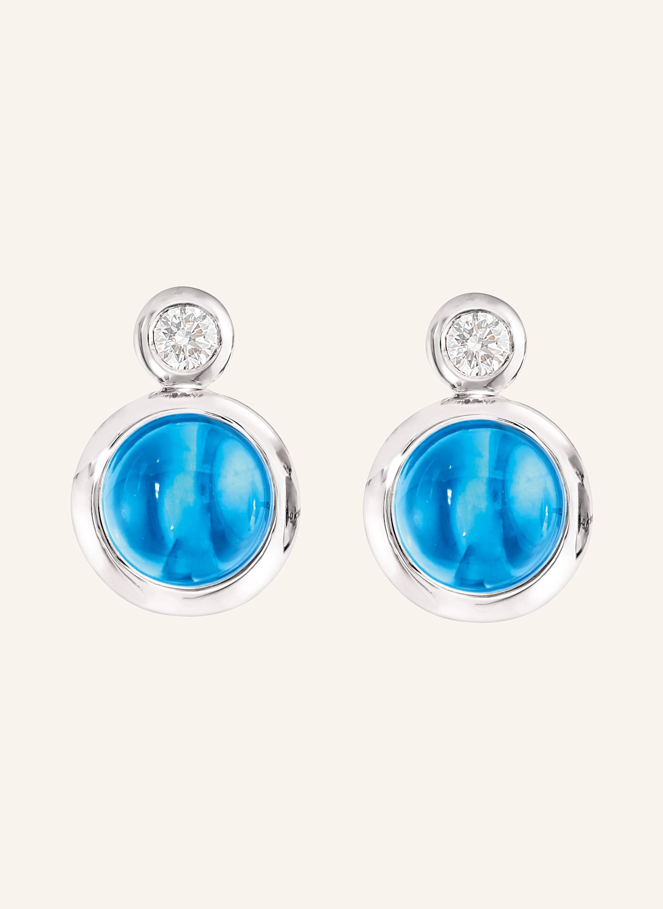 TAMARA COMOLLI Ohrstecker OHRSTECKER BOUTON SWISS TOPAZ / CLASSIC aus 18 Karat Weißgold Swiss Topas: WEISSGOLD
