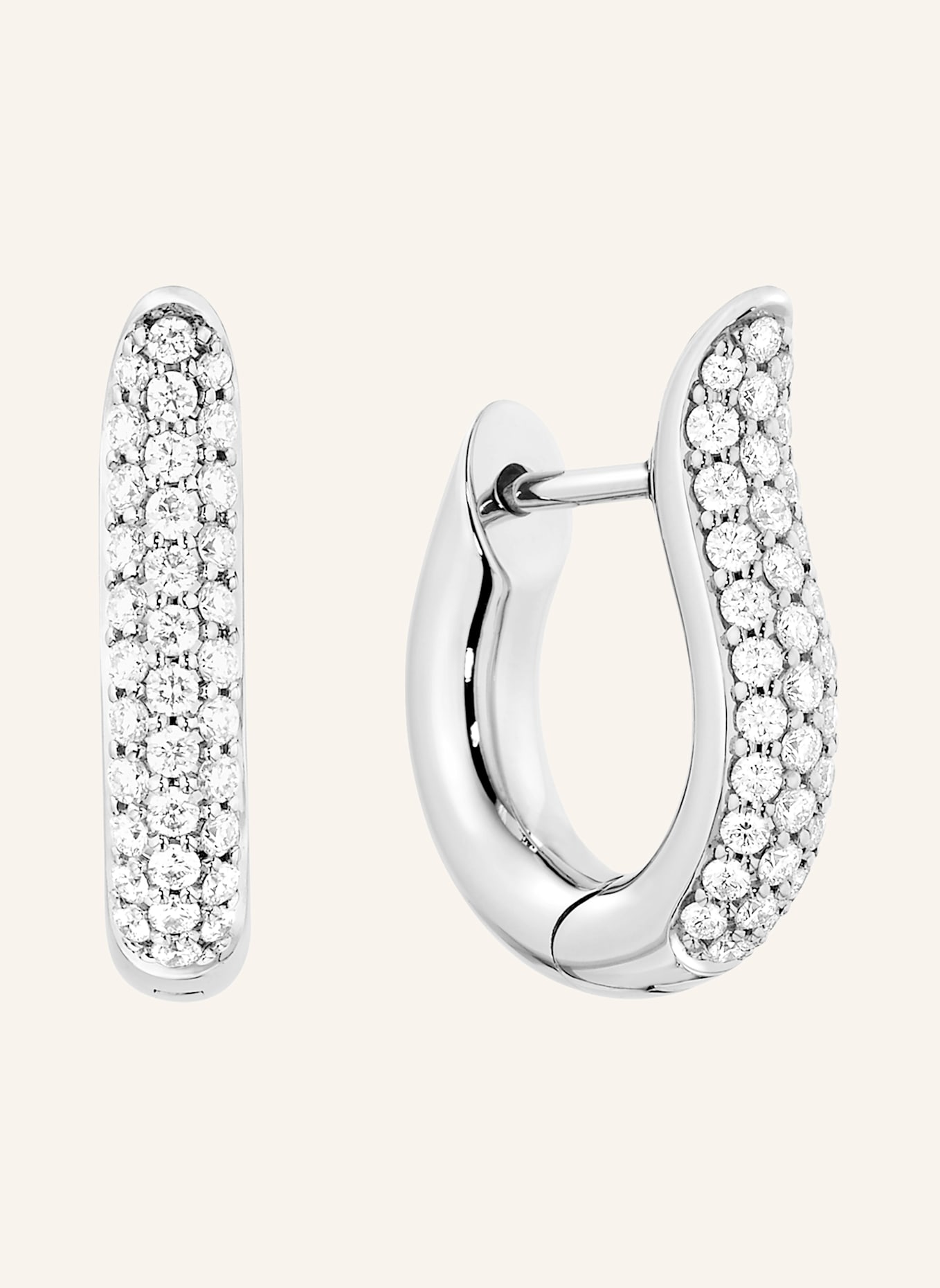 TAMARA COMOLLI Ohrstecker SIGNATURE OHRSTECKER HOOP SMALL DIAMOND PAVÉ 18K Weißgold: WEISSGOLD