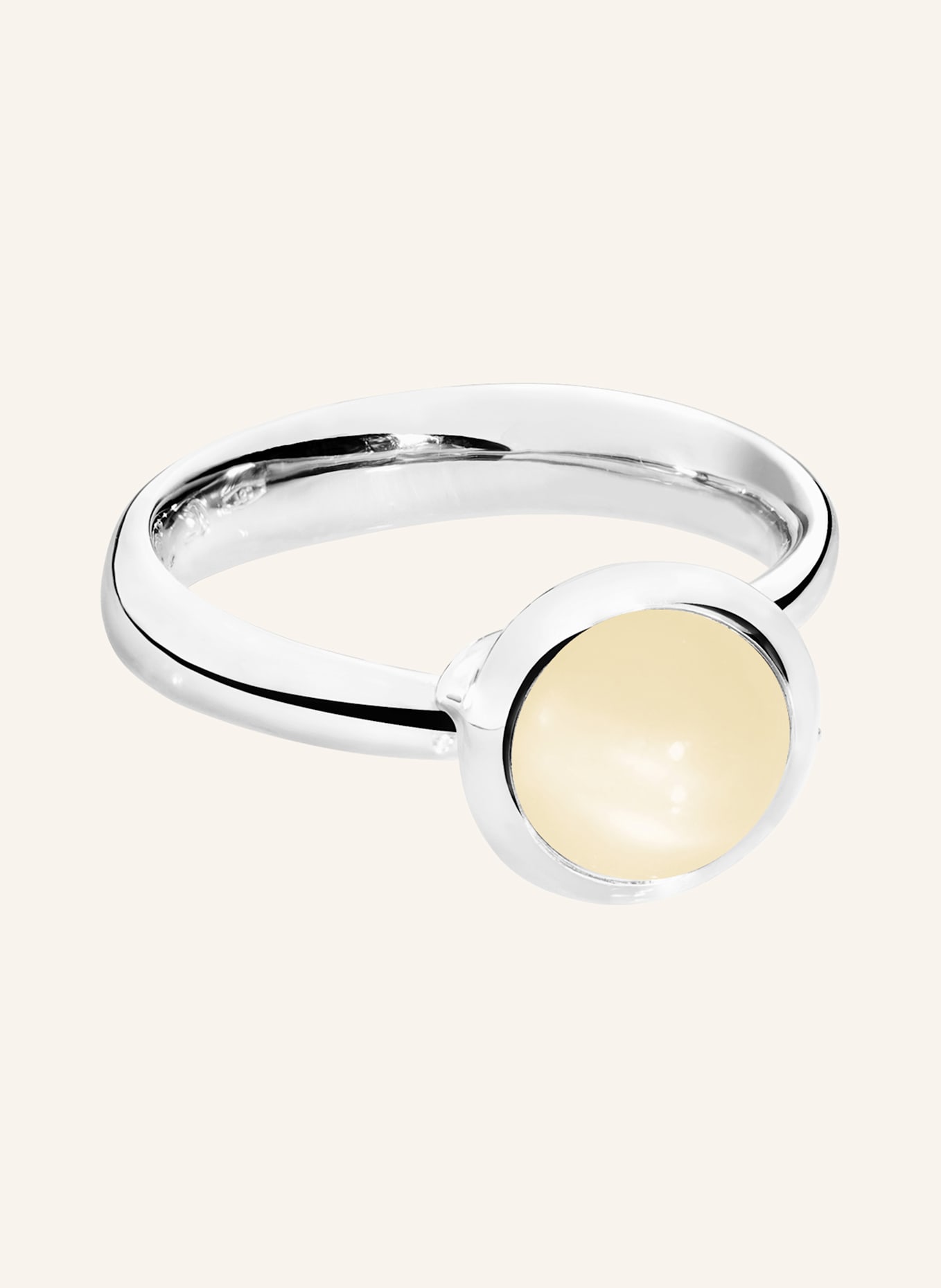 TAMARA COMOLLI Ring RING BOUTON SMALL MOONSTONE SAND/WHITE aus 18K Weißgold mit sand Mondstein: WEISSGOLD