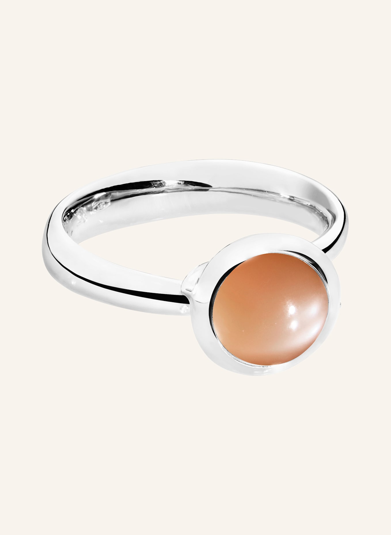 TAMARA COMOLLI Ring RING BOUTON SMALL MOONSTONE BROWN aus 18K Weißgold mit Brauner Mondstein: WEISSGOLD