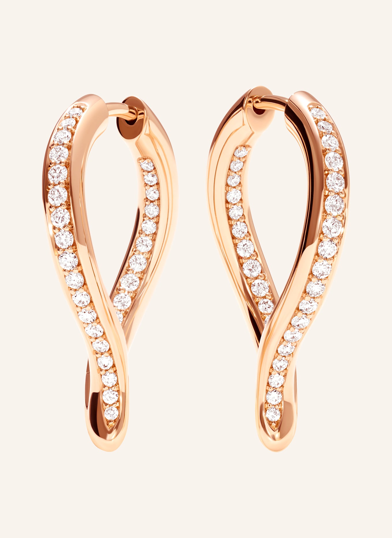 TAMARA COMOLLI Ohrringe OHRRINGE SIGNATURE HOOP TWISTED DROP MIT DIAMOND PAVÉ 18K Roségold: ROSÉGOLD