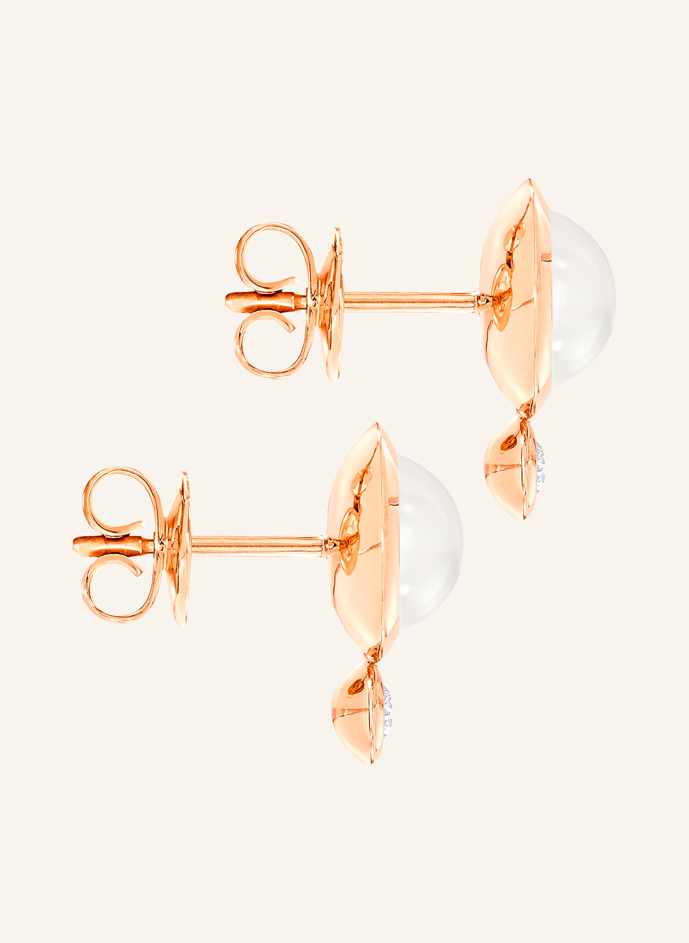 TAMARA COMOLLI Ohrstecker OHRSTECKER BOUTON MOONSTONE SAND/WHITE / CLASSIC sand Mondstein 18K Roségold: ROSÉGOLD
