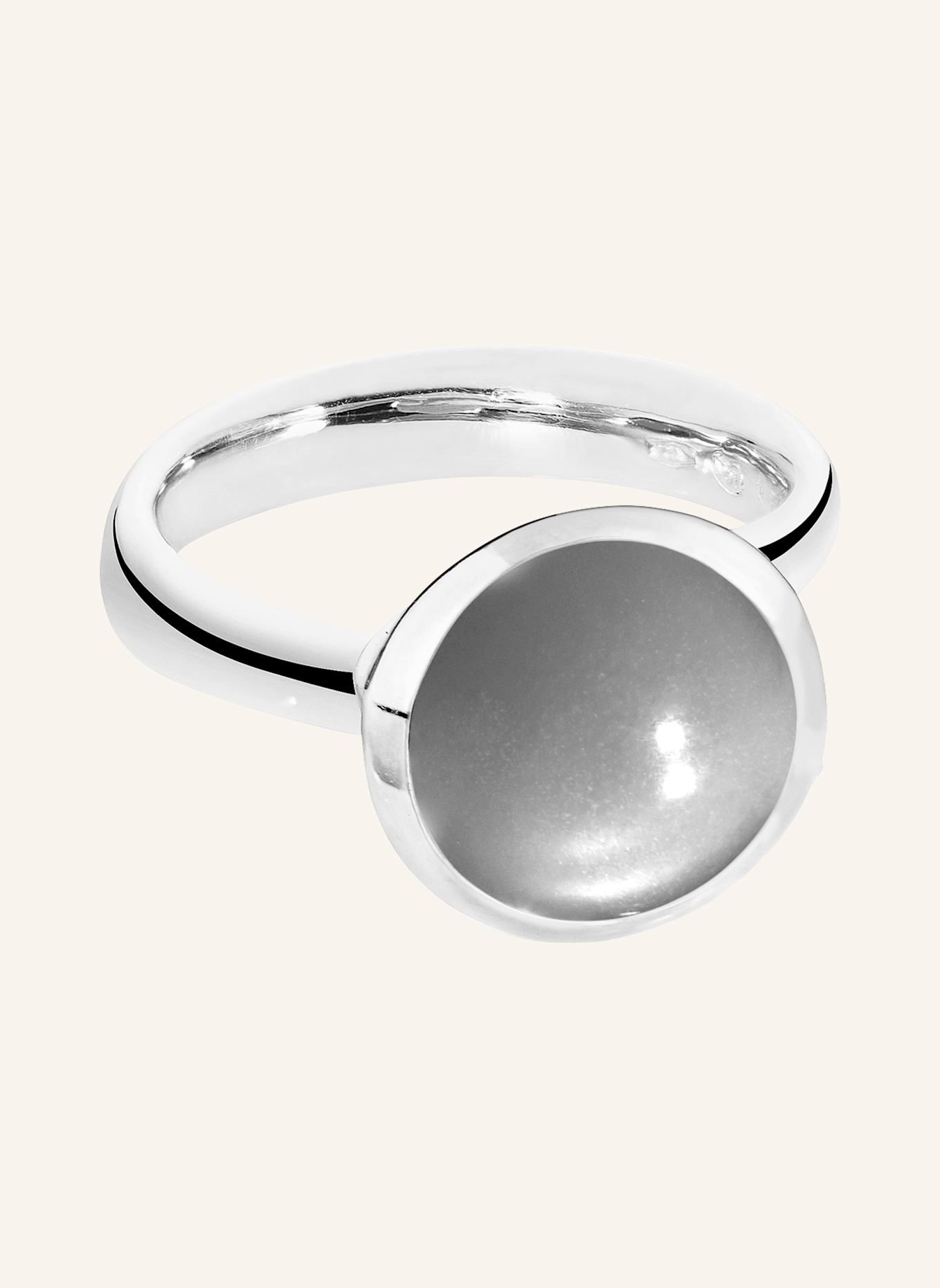 TAMARA COMOLLI Ring RING BOUTON LARGE MOONSTONE GREY aus 18K Weißgold mit grauer Mondstein: WEISSGOLD