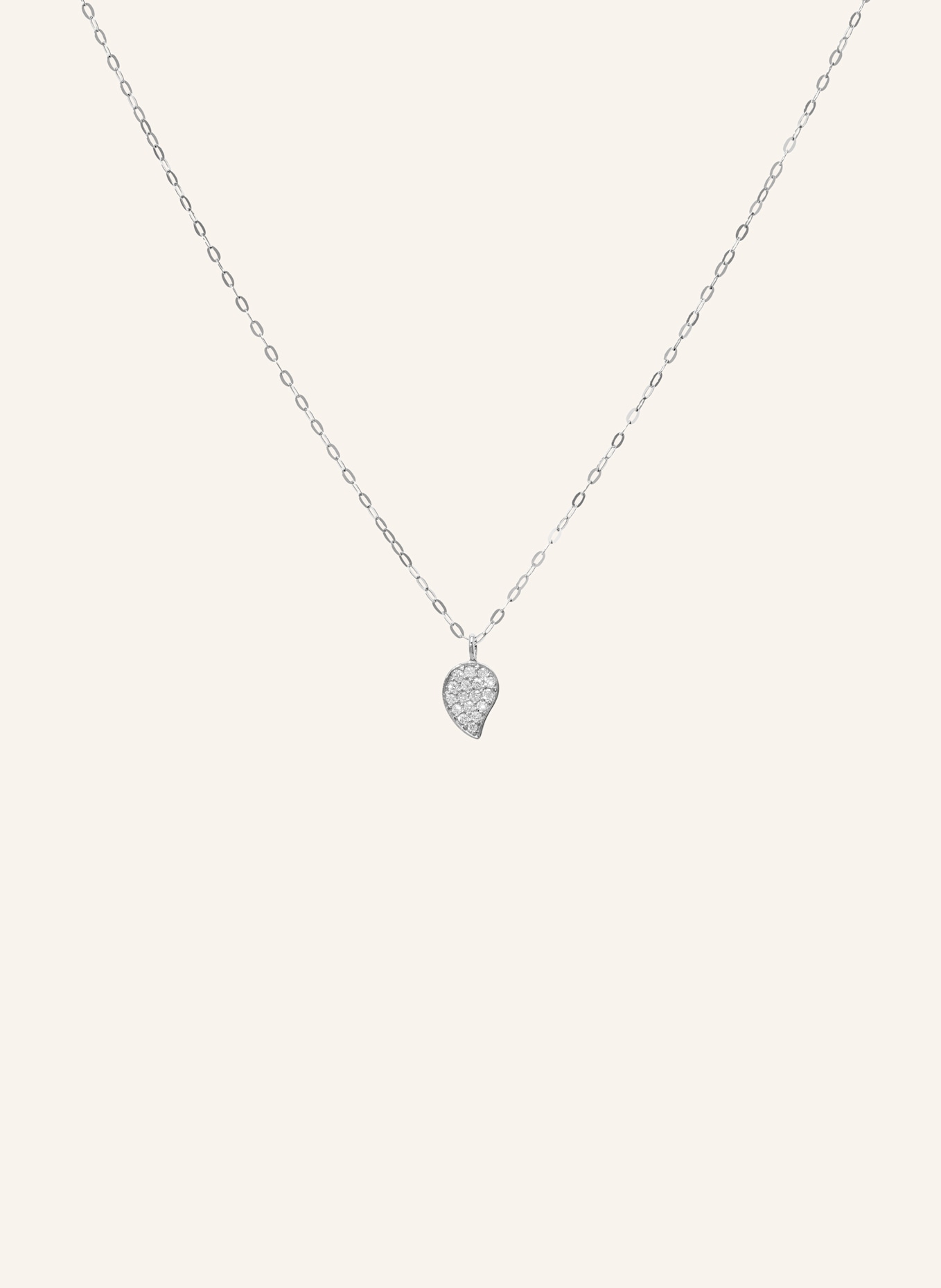 TAMARA COMOLLI Halskette CHAIN SPARKLE DROP DIAMOND PAVÉ, 1,0 MM, 45 CM aus 18 Karat Weißgold mit Diamant Pavé: WEISSGOLD