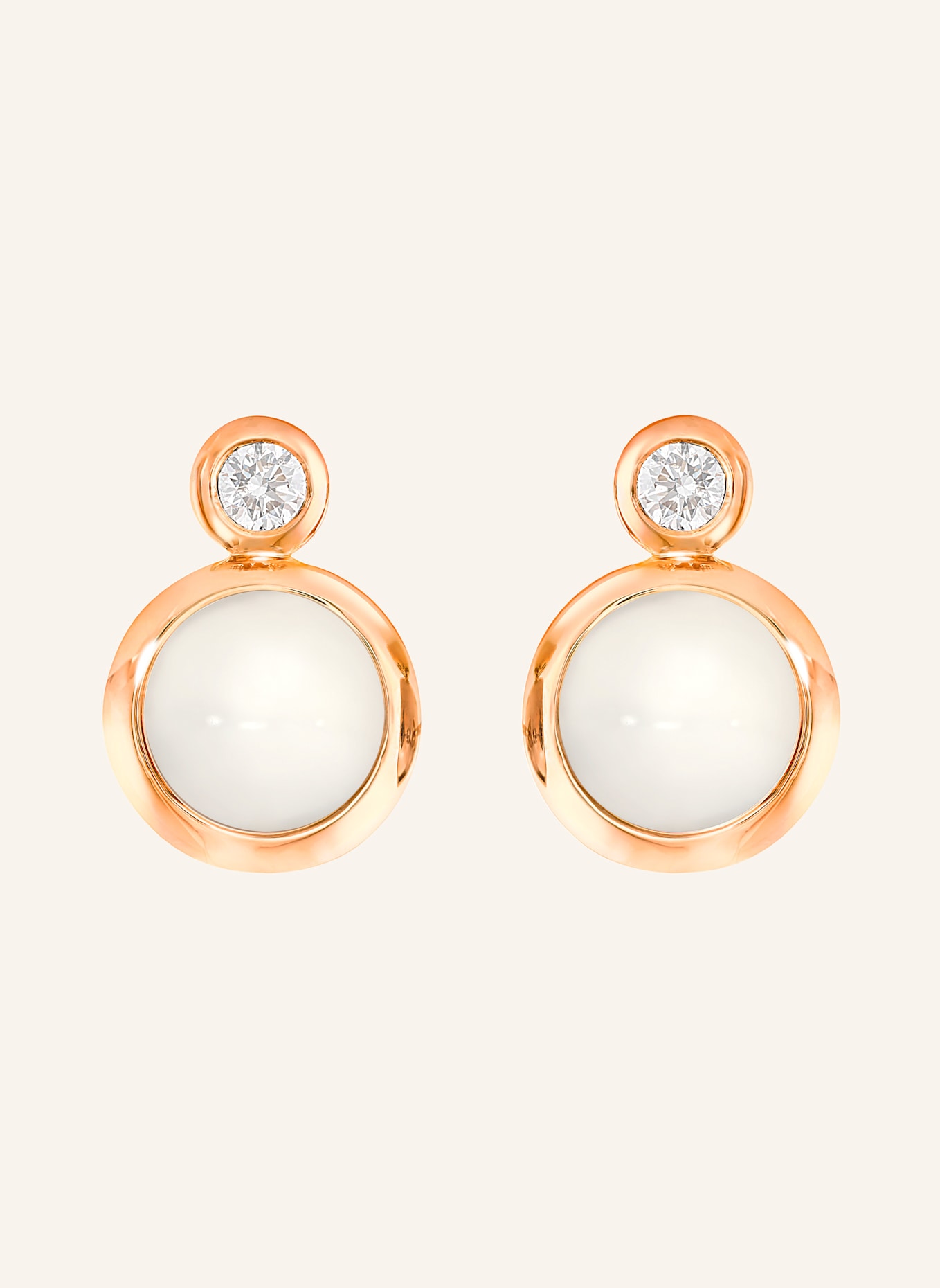 TAMARA COMOLLI Ohrstecker OHRSTECKER BOUTON MOONSTONE SAND/WHITE / CLASSIC sand Mondstein 18K Roségold: ROSÉGOLD