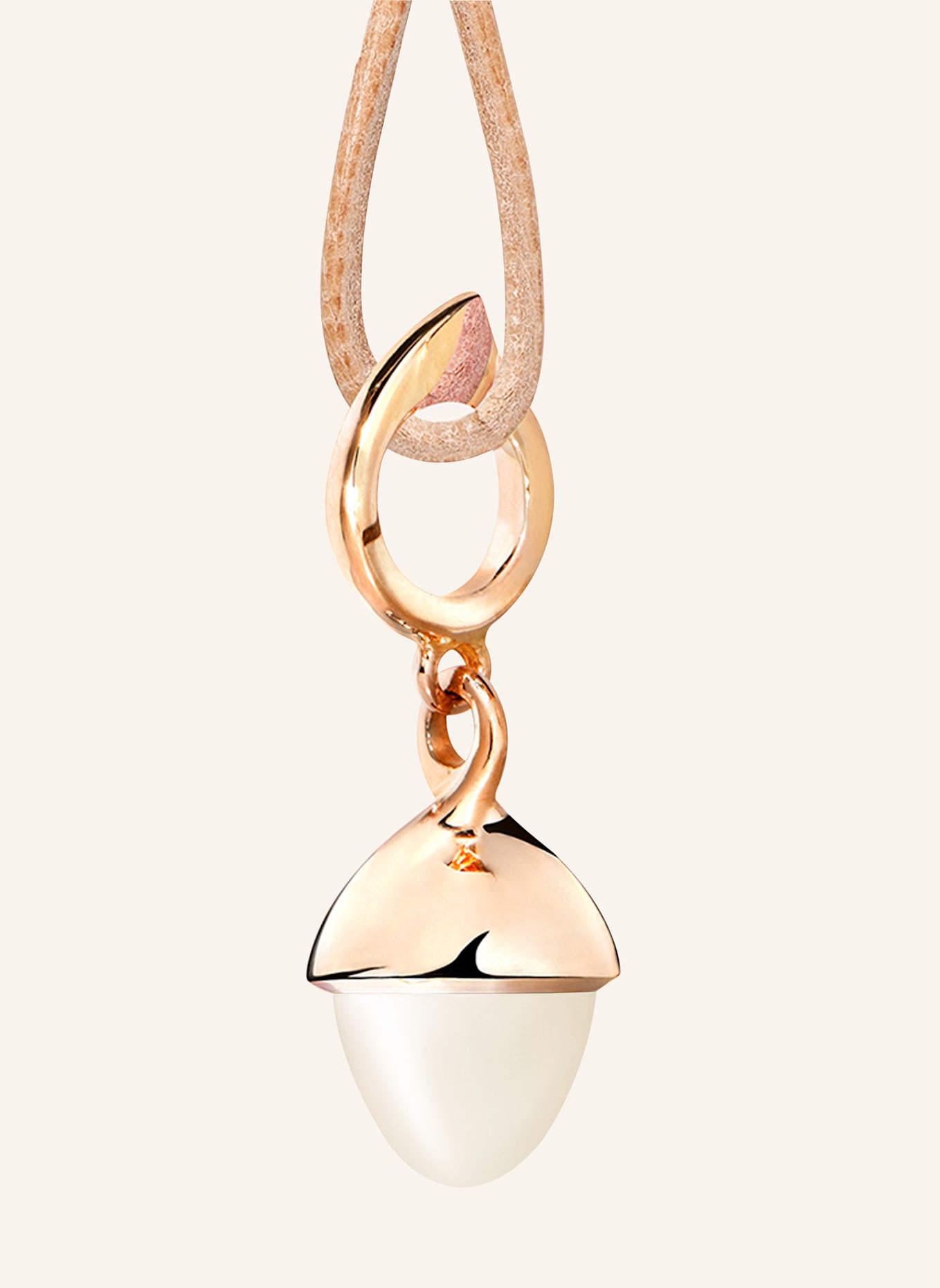 TAMARA COMOLLI Anhänger PENDANT MIKADO FLAMENCO MOONSTONE SAND/WHITE aus 18 Karat Roségold mit sandfarbenem Mondstein: ROSÉGOLD