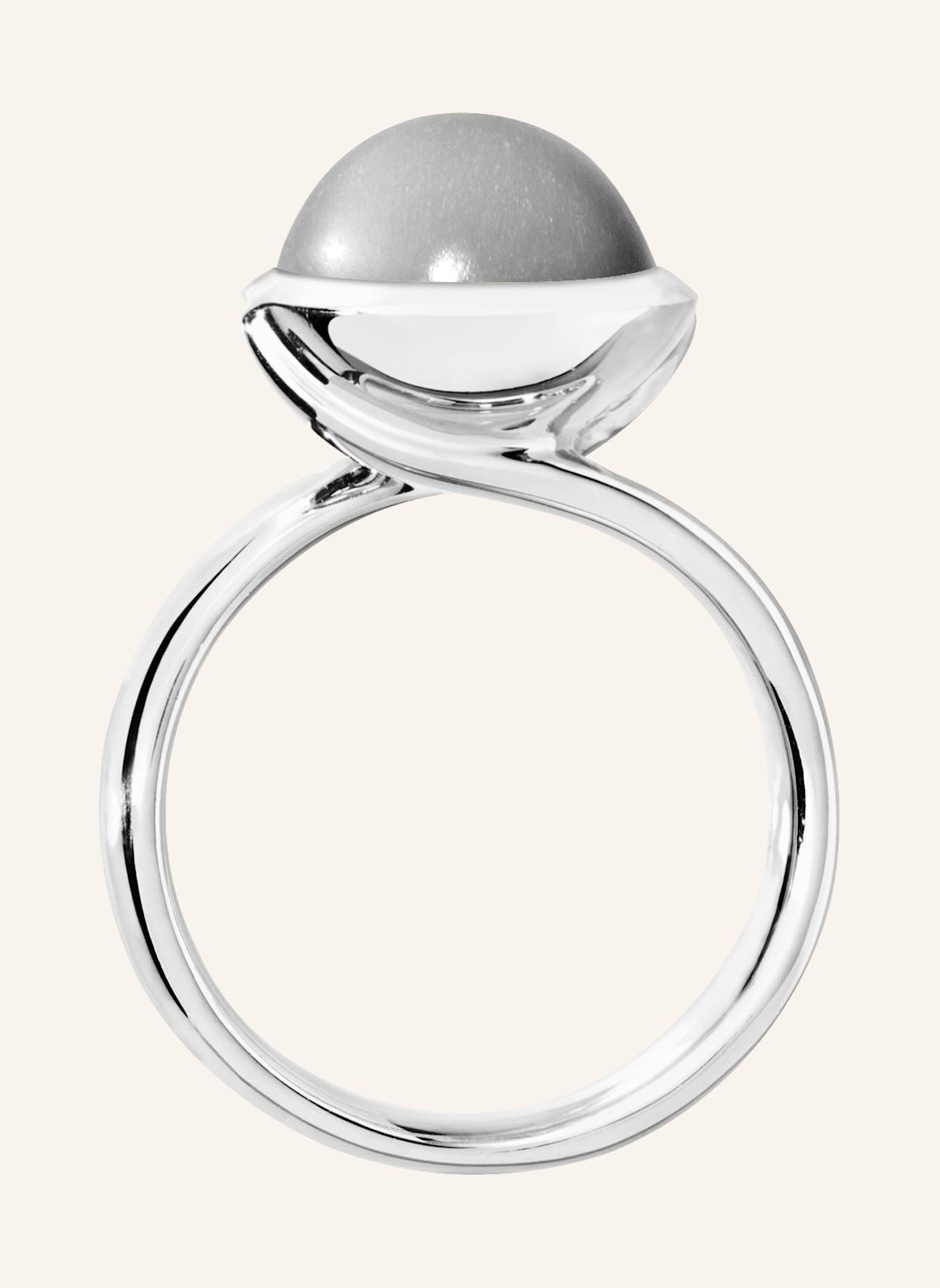 TAMARA COMOLLI Ring RING BOUTON LARGE MOONSTONE GREY aus 18K Weißgold mit grauer Mondstein: WEISSGOLD