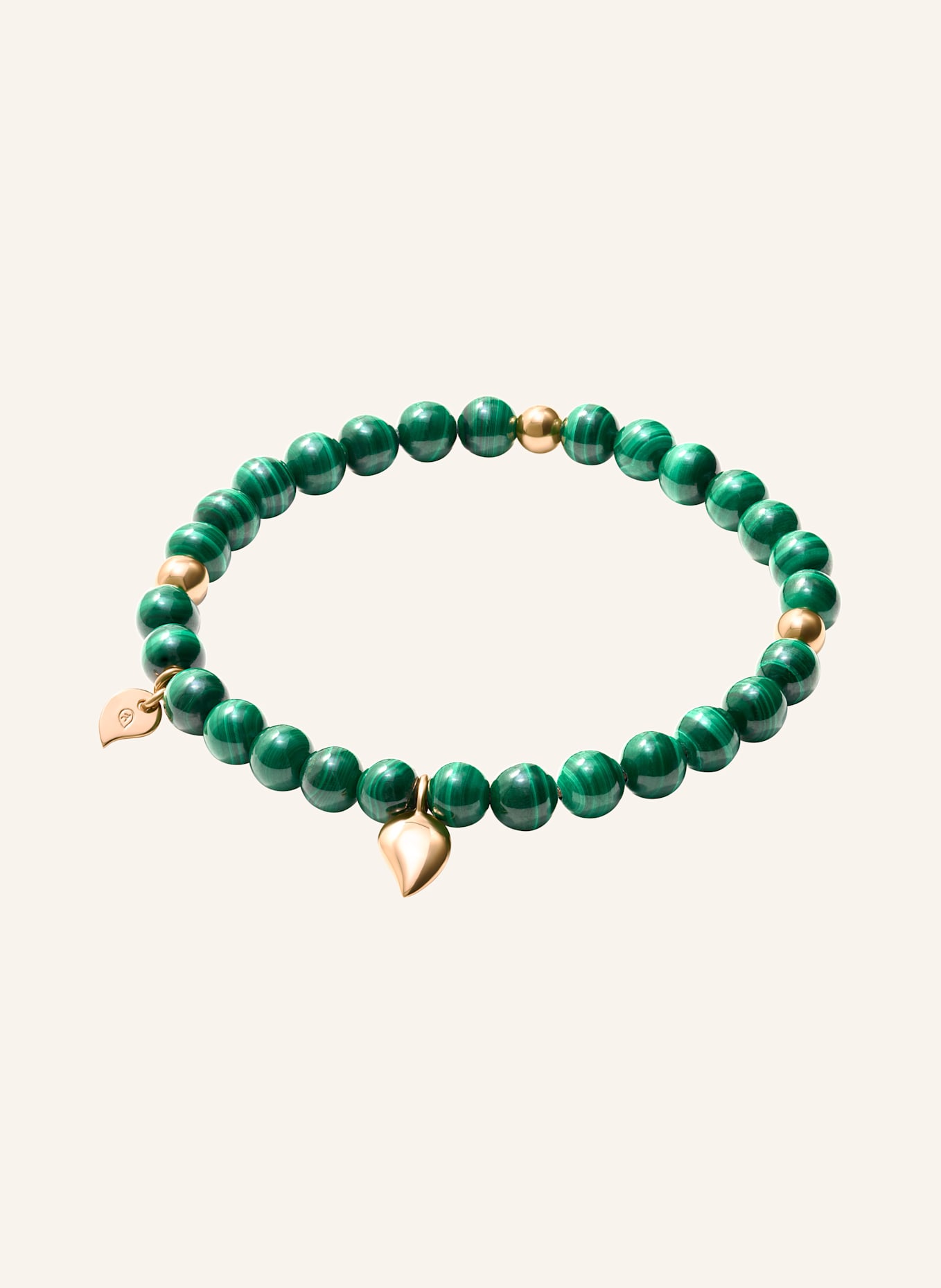 TAMARA COMOLLI Armband BRACELET INDIA MALACHITE WITH GOLDEN BEADS, ONE ROW 18K Roségold: ROSÉGOLD