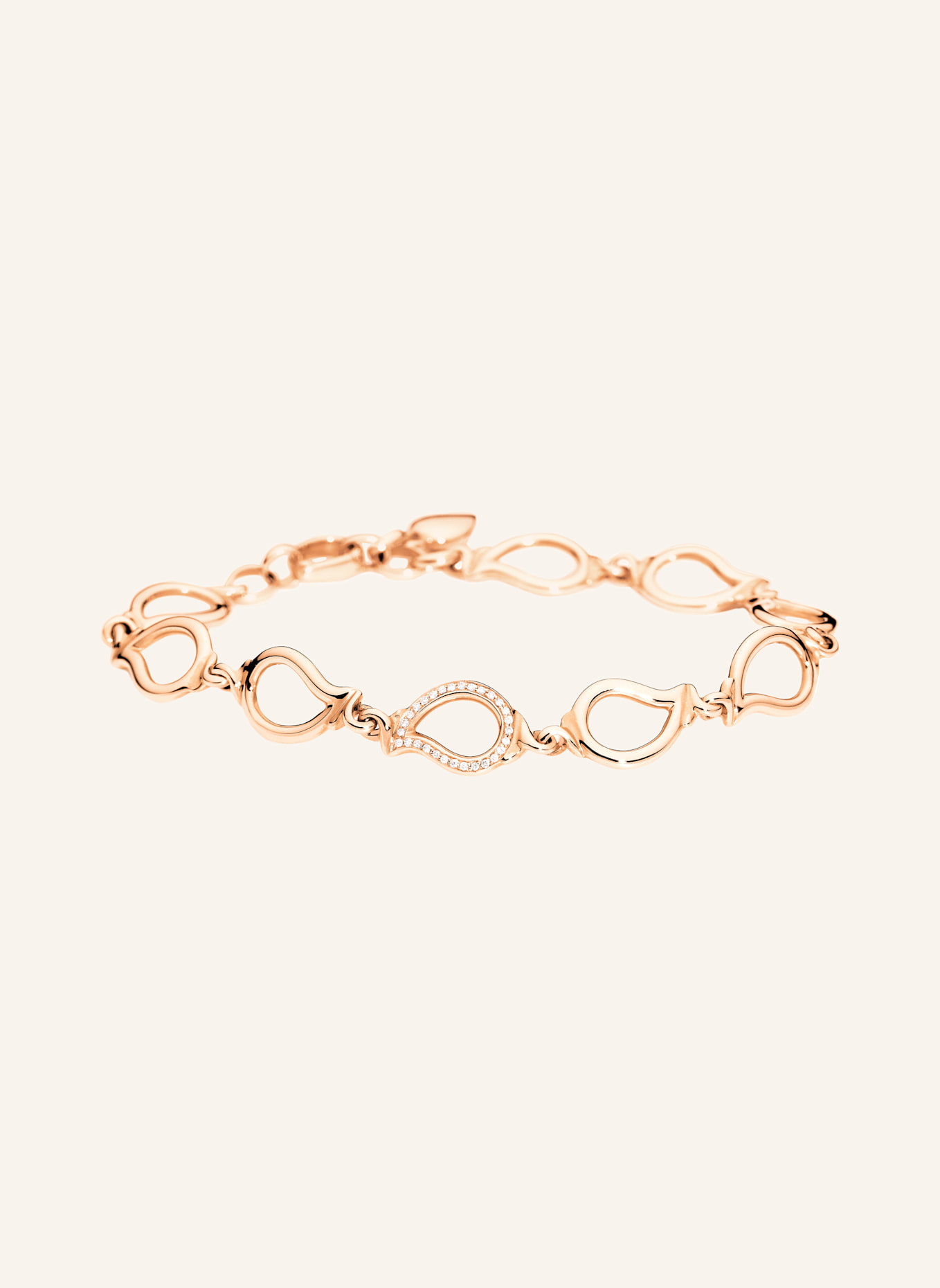 TAMARA COMOLLI Armband BRACELET SIGNATURE SMALL - 1 ELEMENT DIAMOND PAVÉ aus 18 Karat Roségold mit Diamant Pavé: ROSÉGOLD