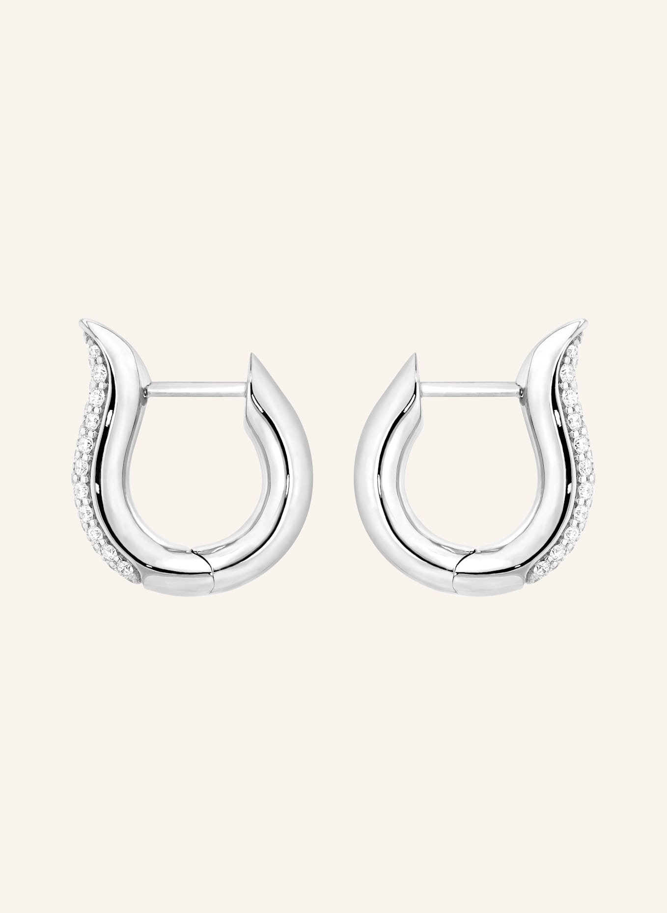 TAMARA COMOLLI Ohrstecker SIGNATURE OHRSTECKER HOOP SMALL DIAMOND PAVÉ 18K Weißgold: WEISSGOLD